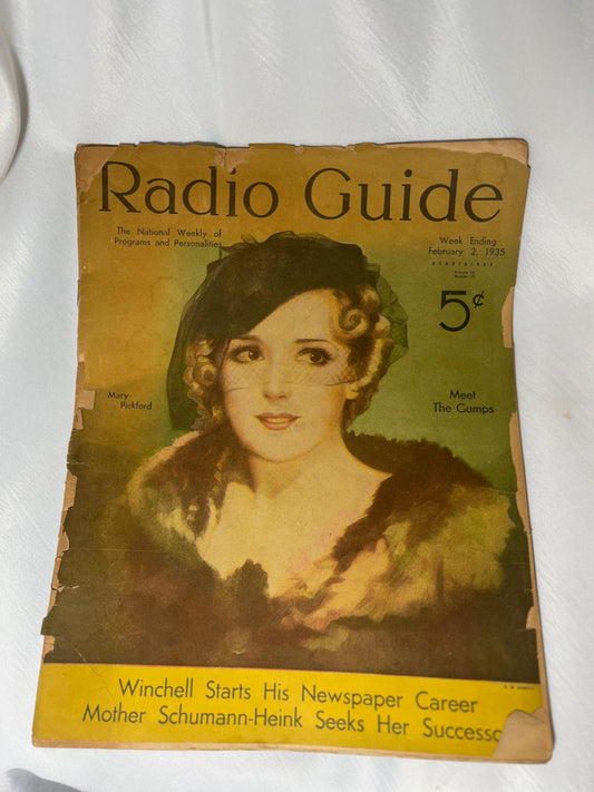 Vintage Radio Guide Feb. 1935 Mary Pickford, Golden Age of Radio, Depression Era Magazine