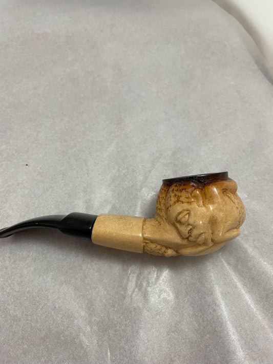 African Meerschaum Pipe Carved Mid Century Style, Vintage Tobacco Smoking Pipe, Collectible Pipe