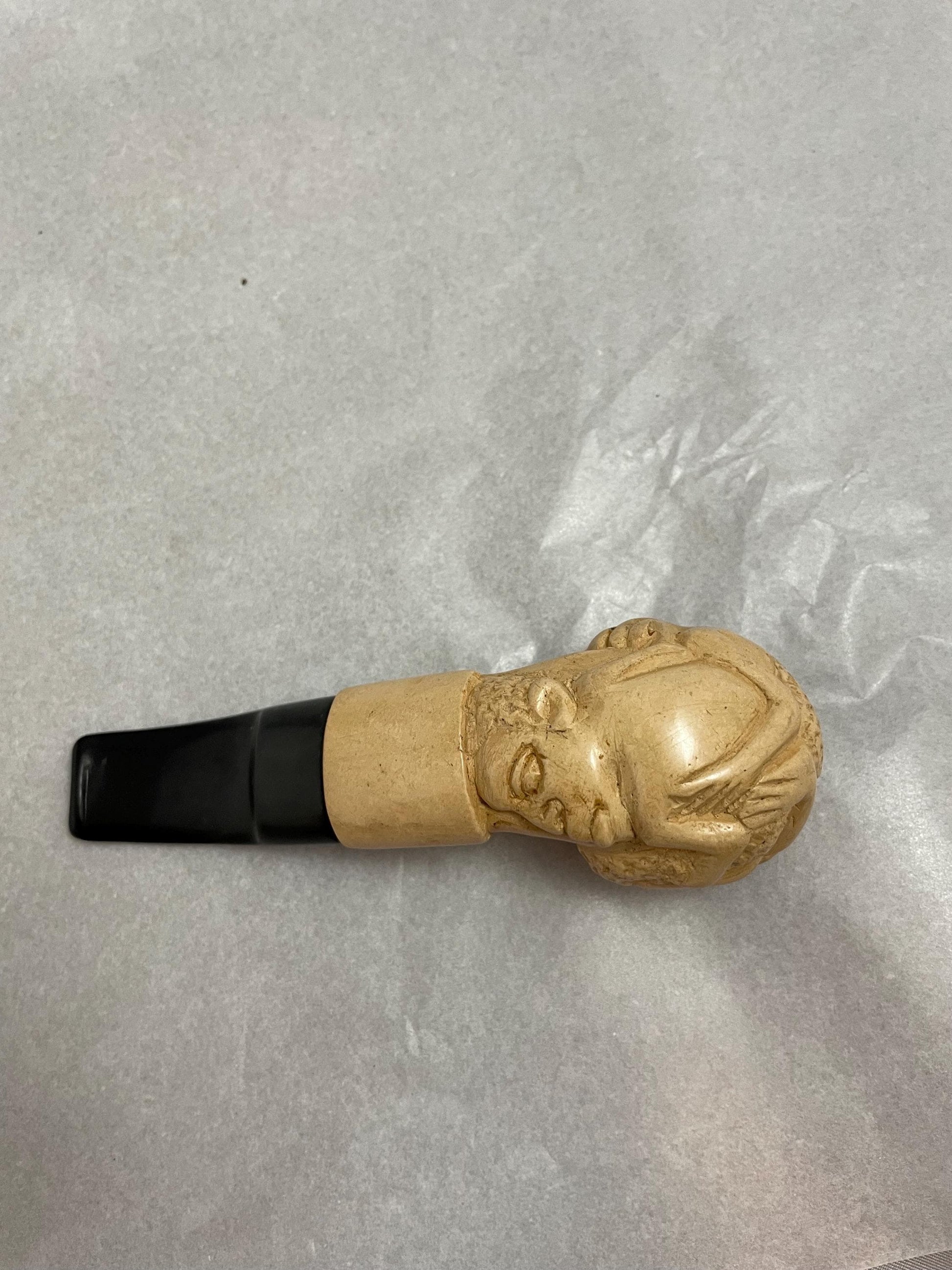 African Meerschaum Pipe Carved Mid Century Style, Vintage Tobacco Smoking Pipe, Collectible Pipe