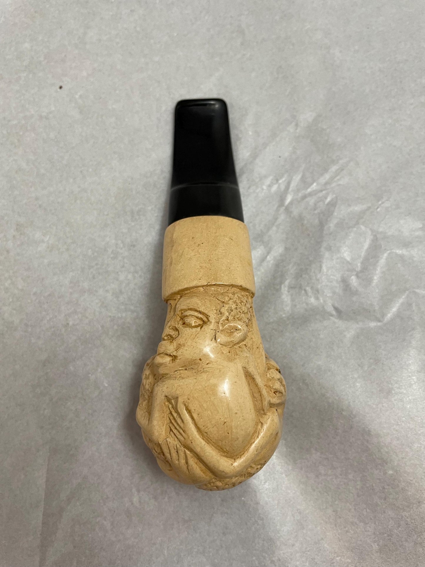 African Meerschaum Pipe Carved Mid Century Style, Vintage Tobacco Smoking Pipe, Collectible Pipe