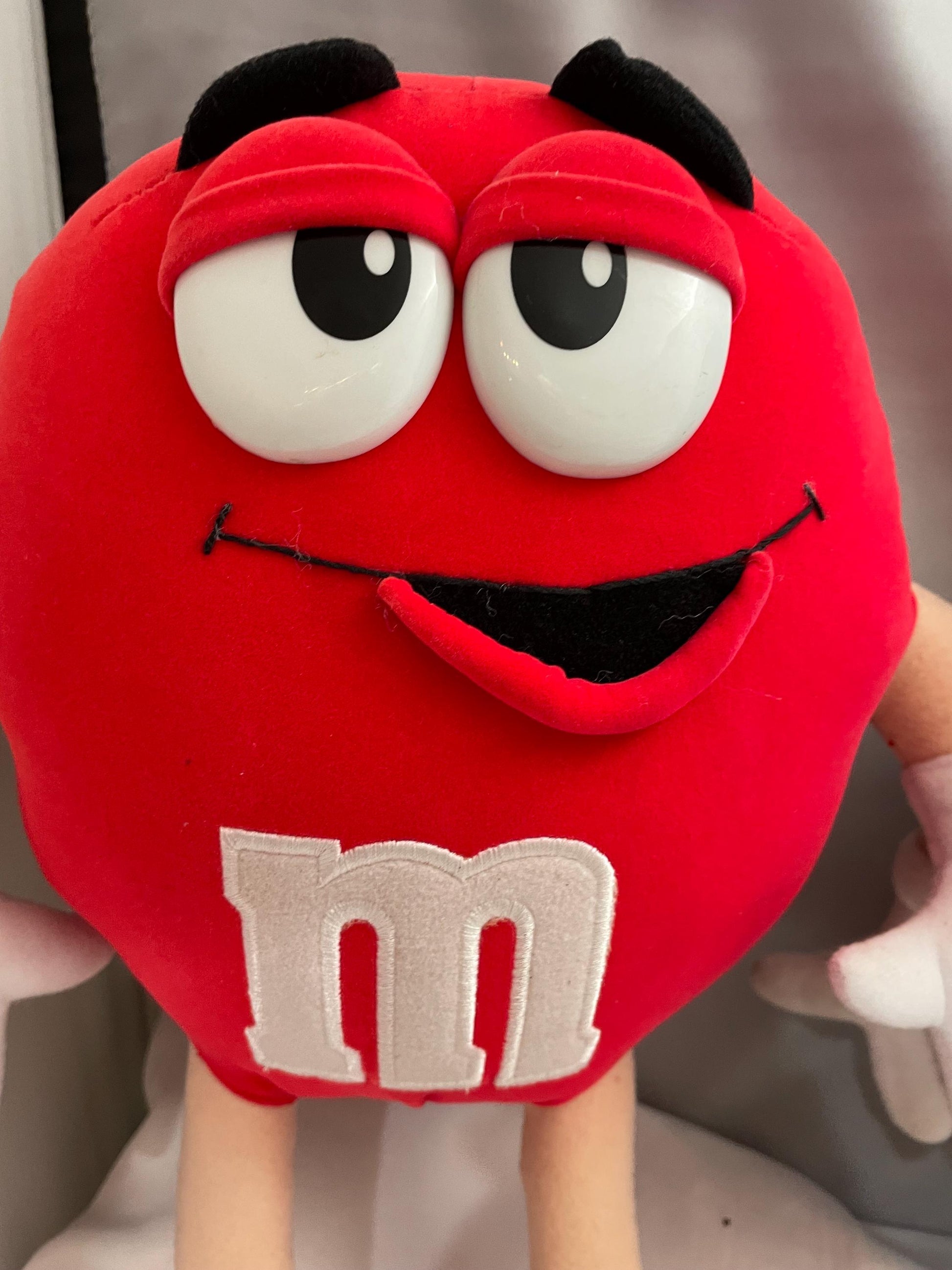 Mars M & M smiling chocolate candy plush. Set of 2 Red candy/ Blue candy.