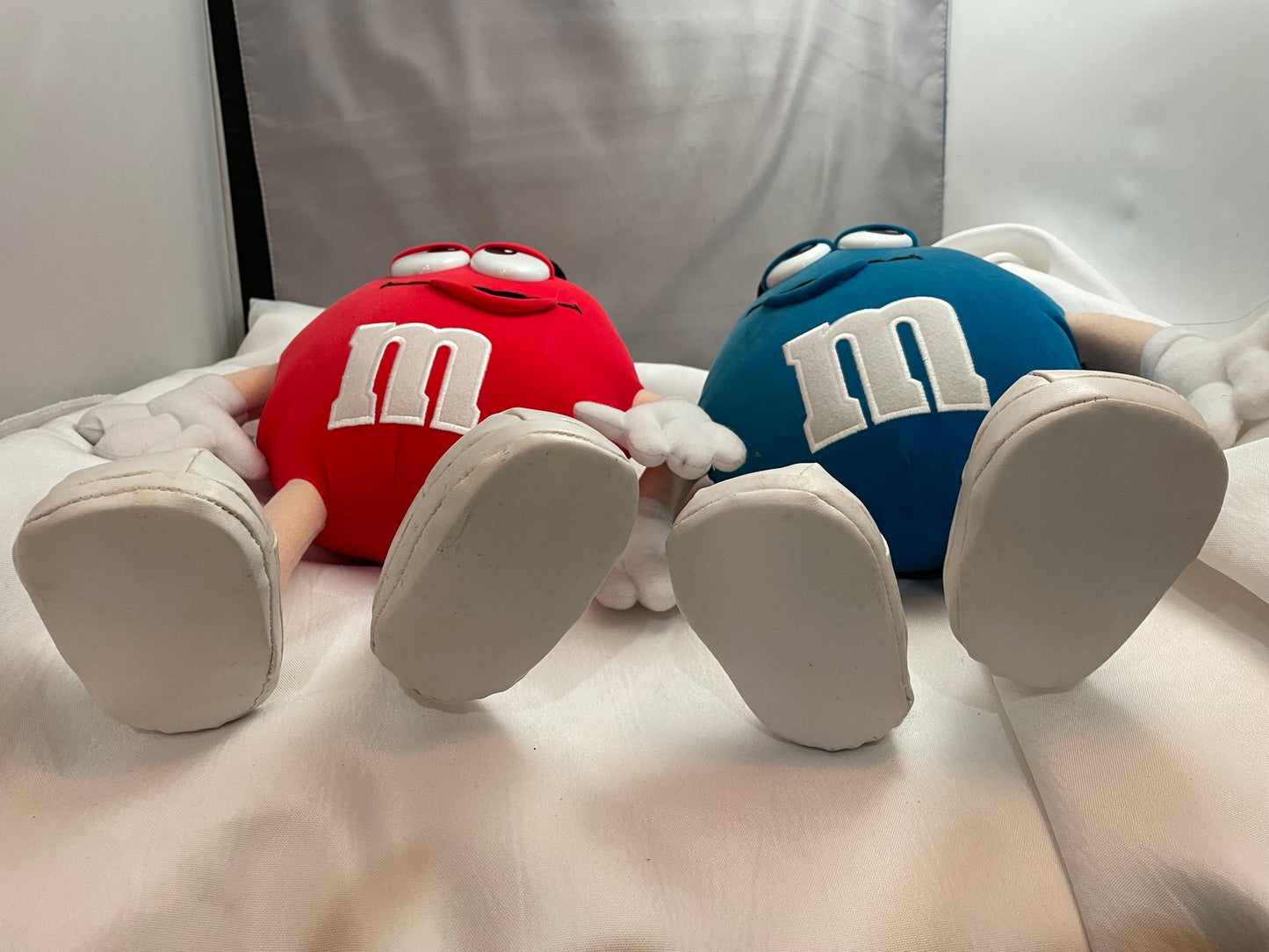 Mars M & M smiling chocolate candy plush. Set of 2 Red candy/ Blue candy.