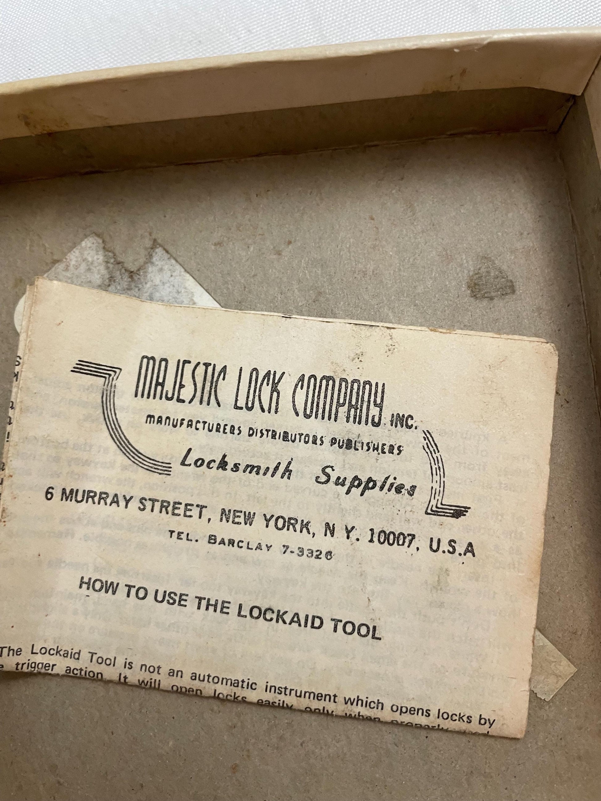 Vintage Majestic Lockaid W/tool. Original Manufacturers instructions in original box.