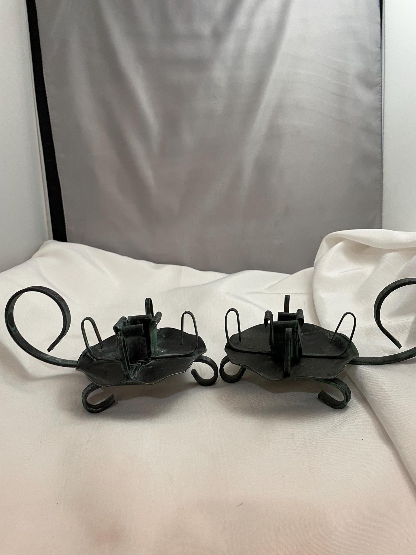 Set of 2 Vintage metal candle holders. Gothic/Medievil/ Spanish style.