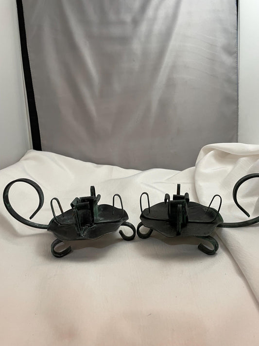Set of 2 Vintage metal candle holders. Gothic/Medievil/ Spanish style.