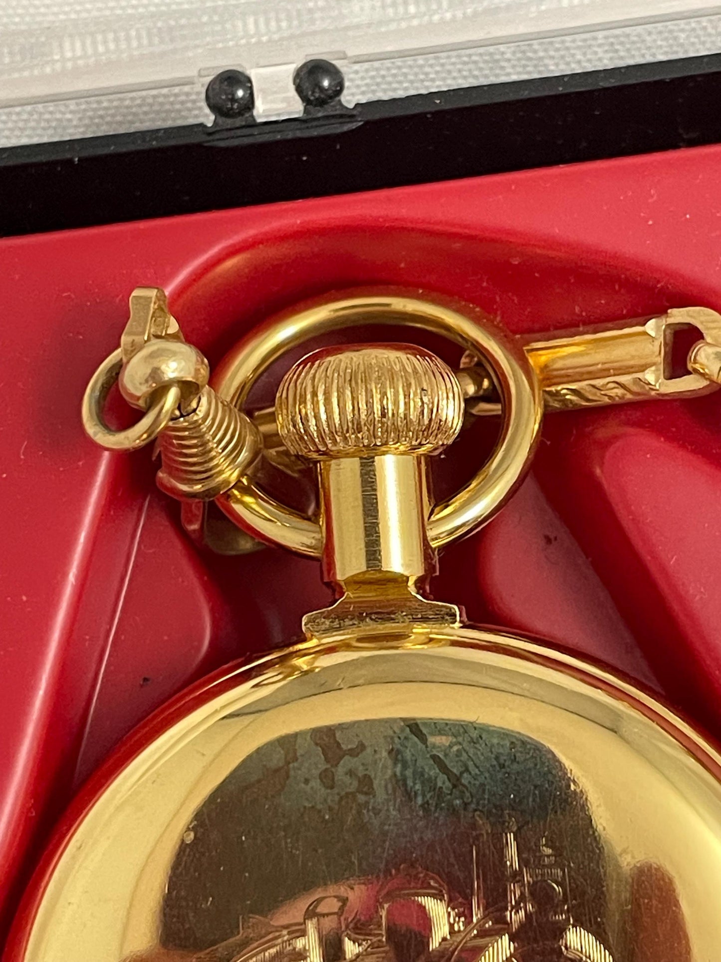 Vintage 1977 Westclox The Conductor Pocket watch W/chain.