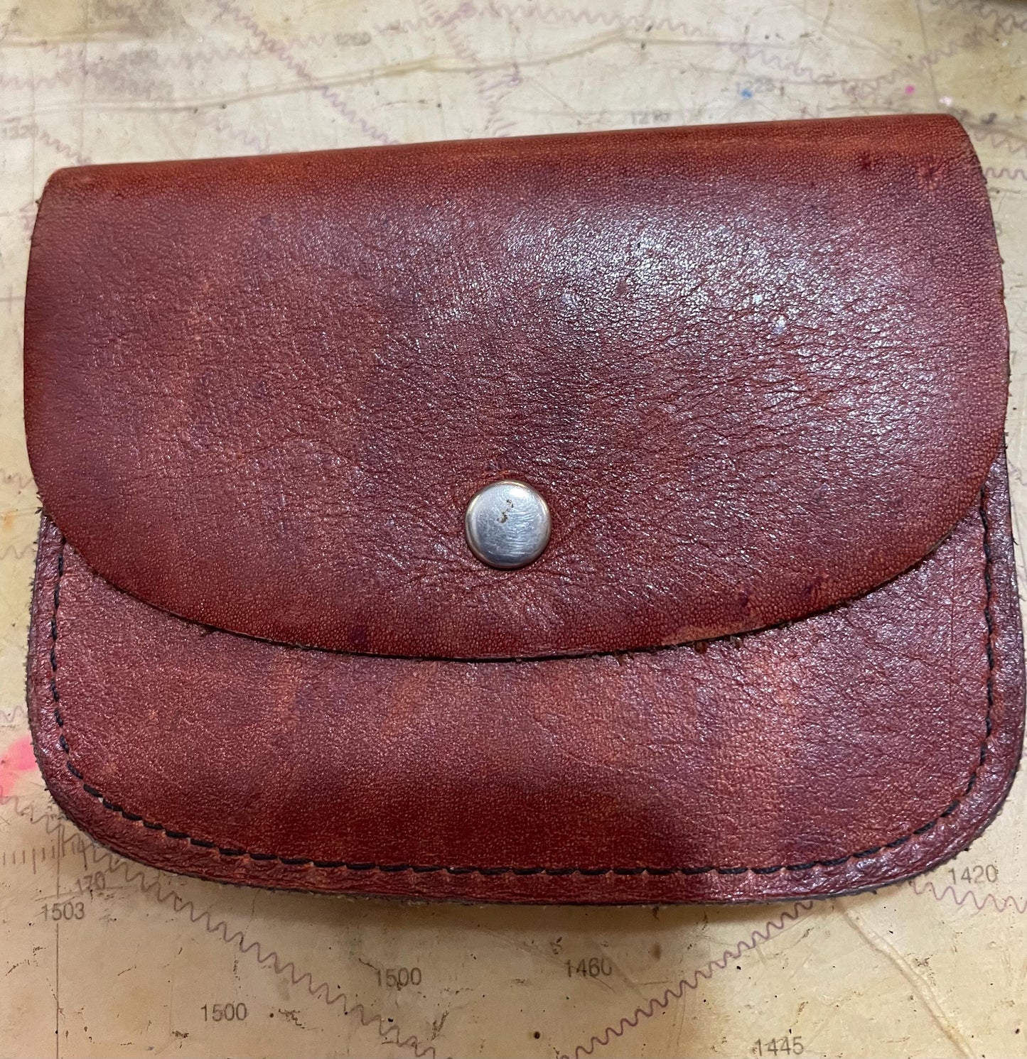 Vintage Genuine Sandalwood cowhide small Wallet.