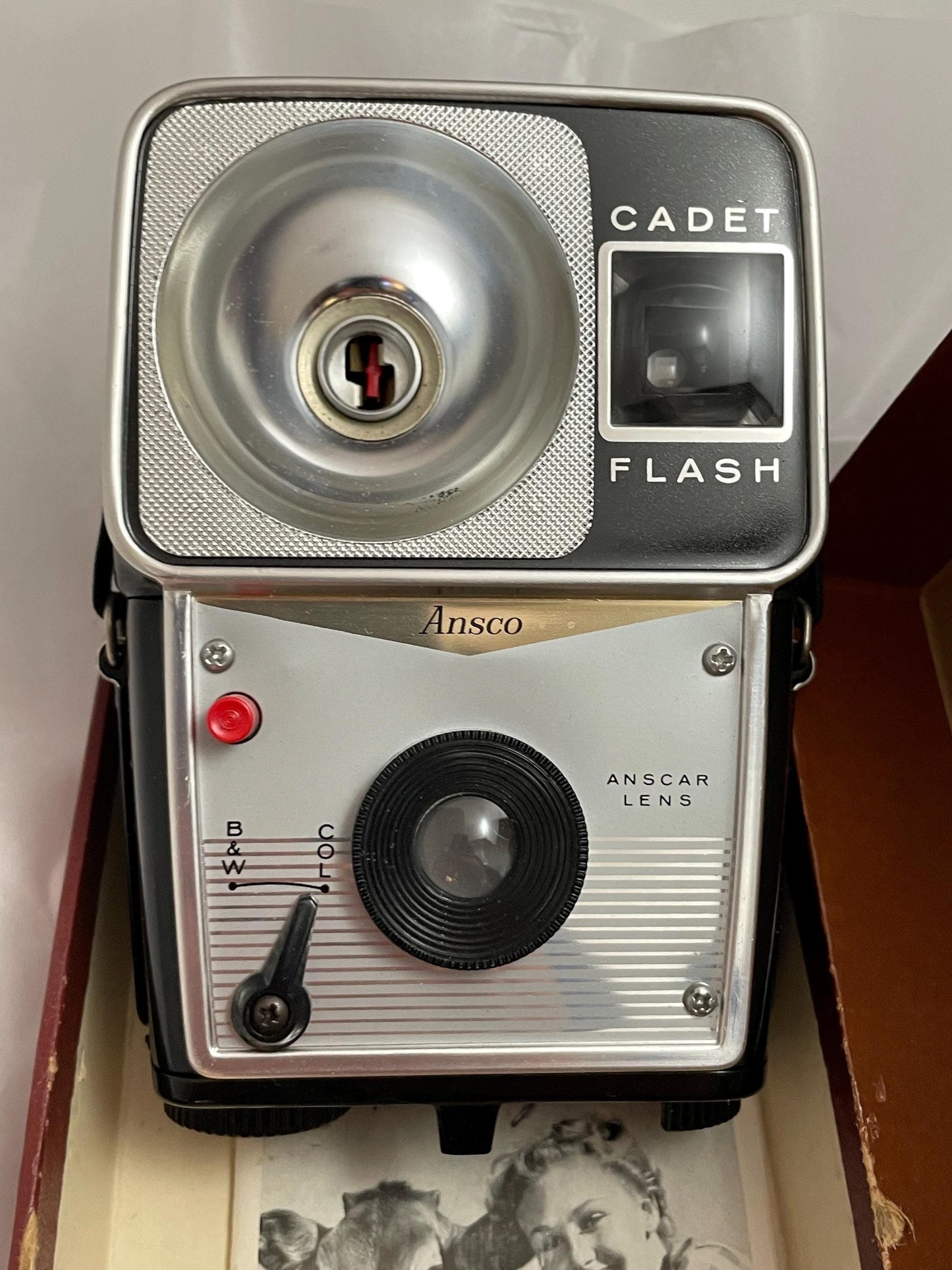 Vintage Anesco Cadet Flash Camera. W/ Original instructions sheet and boxed.
