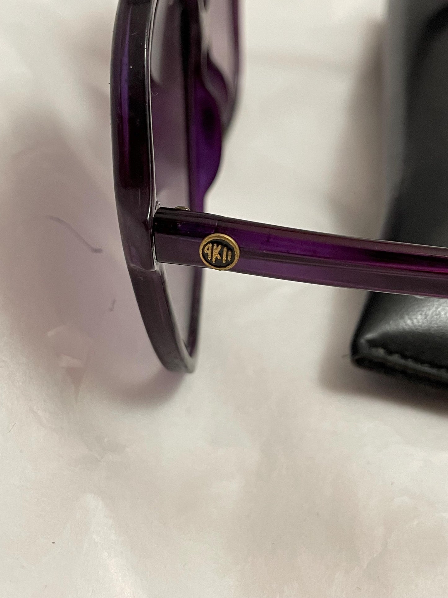 Vintage Anne Klein ll large Framed Sunglasses. Purple, W/Case.