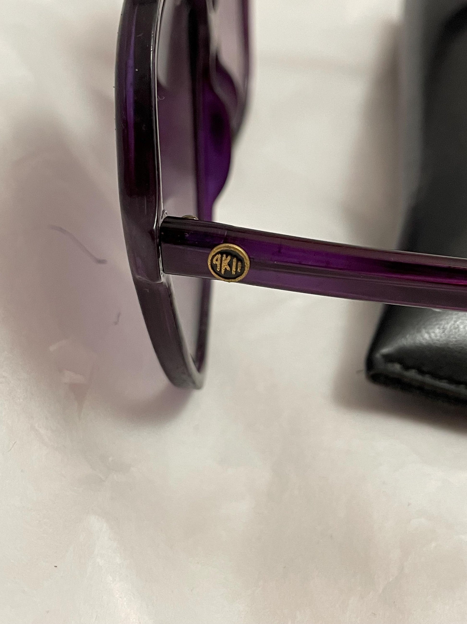 Vintage Anne Klein ll large Framed Sunglasses. Purple, W/Case.