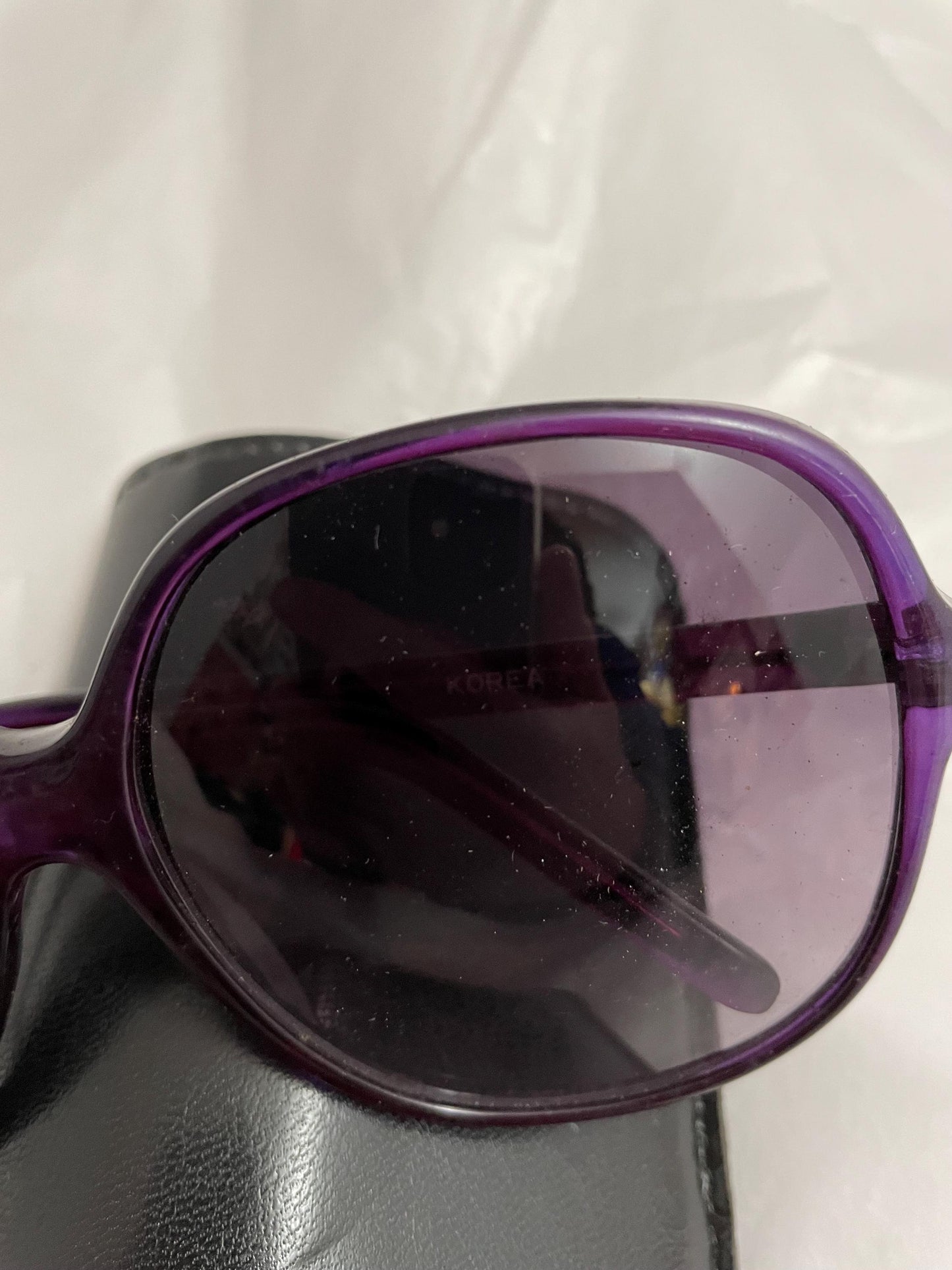 Vintage Anne Klein ll large Framed Sunglasses. Purple, W/Case.