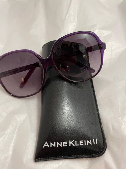 Vintage Anne Klein ll large Framed Sunglasses. Purple, W/Case.