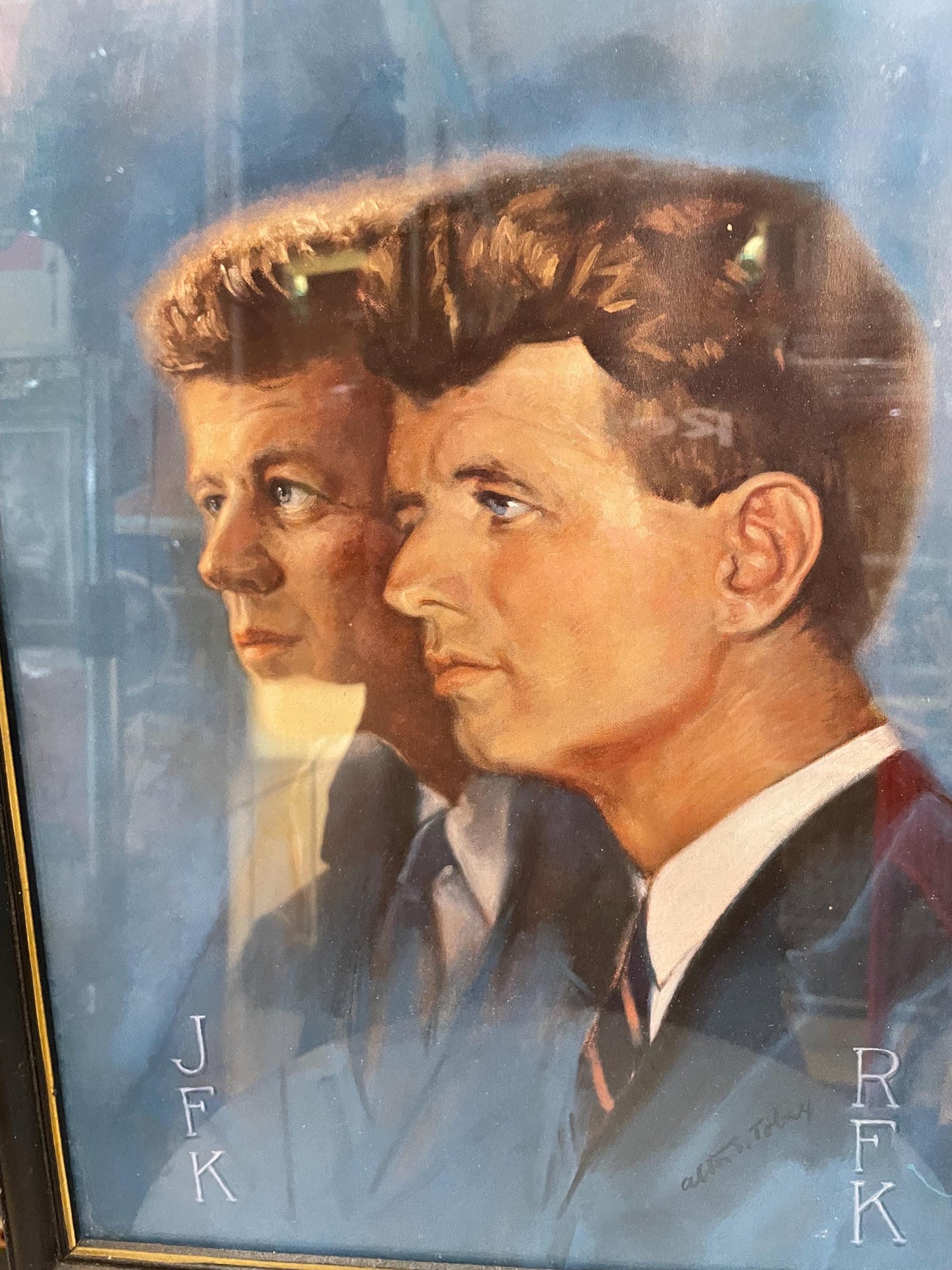President JFK and RFK Signed Lithograph “Brothers”. Framed.