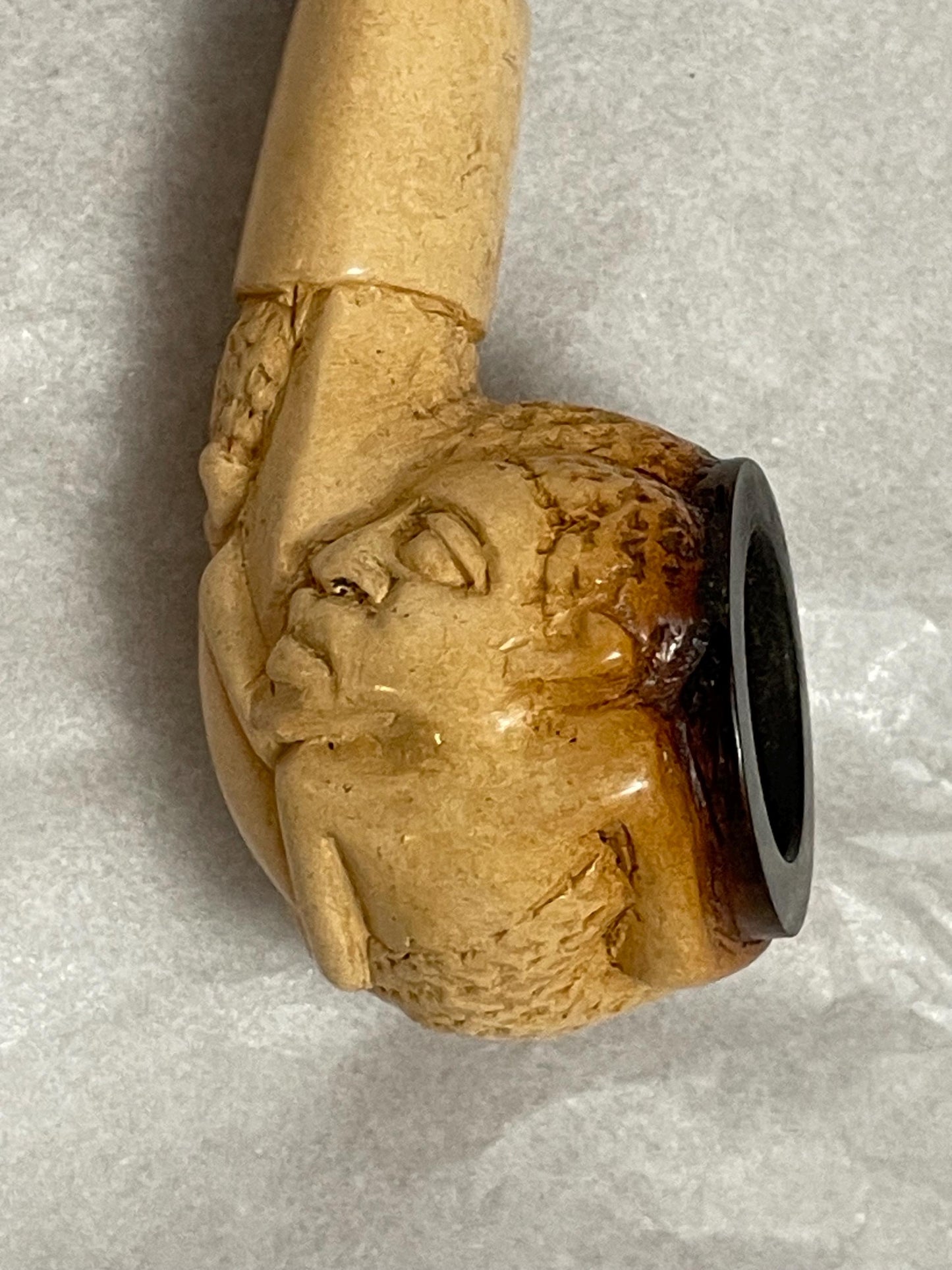 African Meerschaum Pipe Carved Mid Century Style, Vintage Tobacco Smoking Pipe, Collectible Pipe