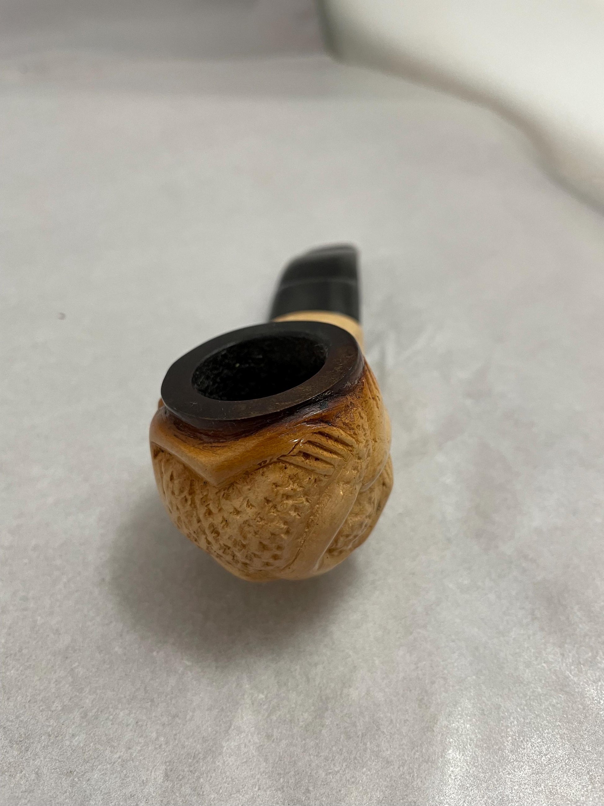 African Meerschaum Pipe Carved Mid Century Style, Vintage Tobacco Smoking Pipe, Collectible Pipe