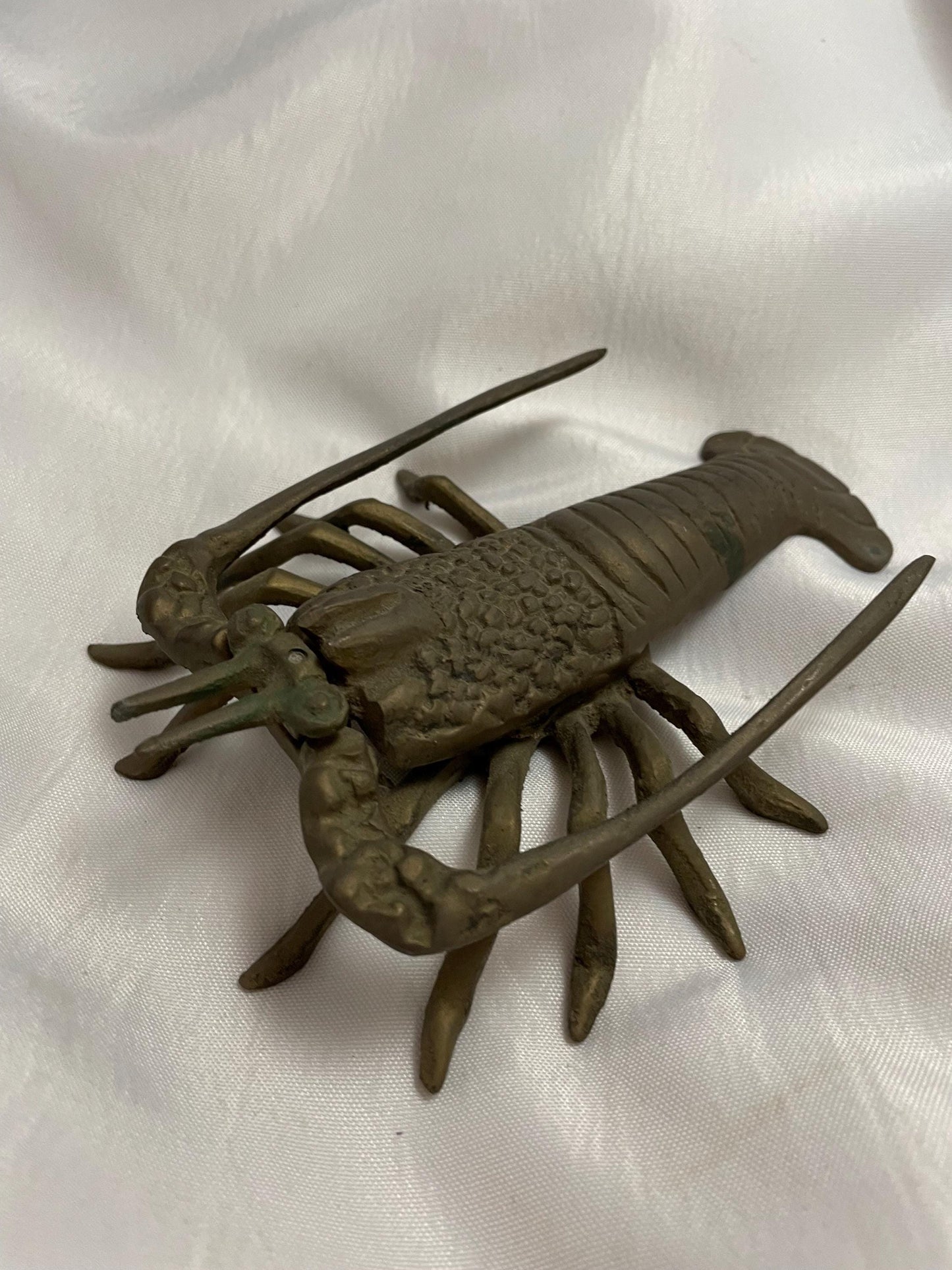 Vintage Mid Century Brass Lobster, crayfish Crustacean Prawn Figurine.