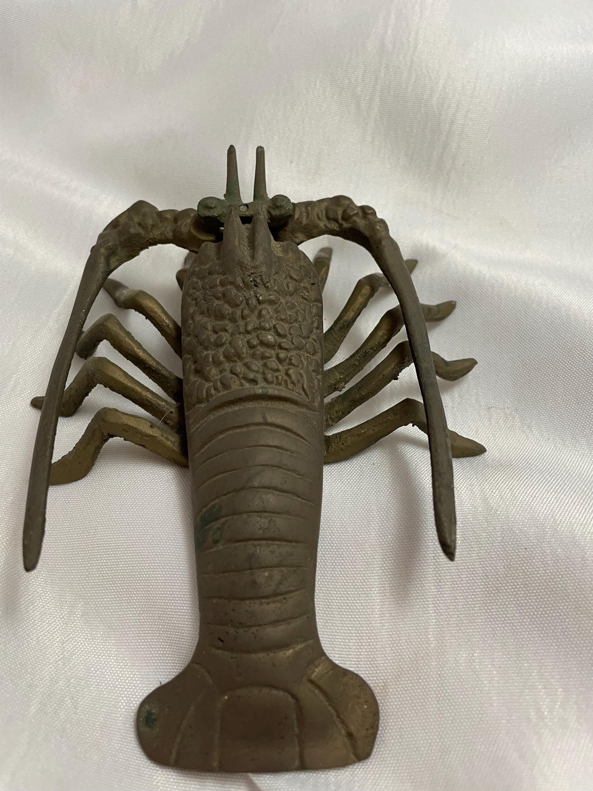 Vintage Mid Century Brass Lobster, crayfish Crustacean Prawn Figurine.