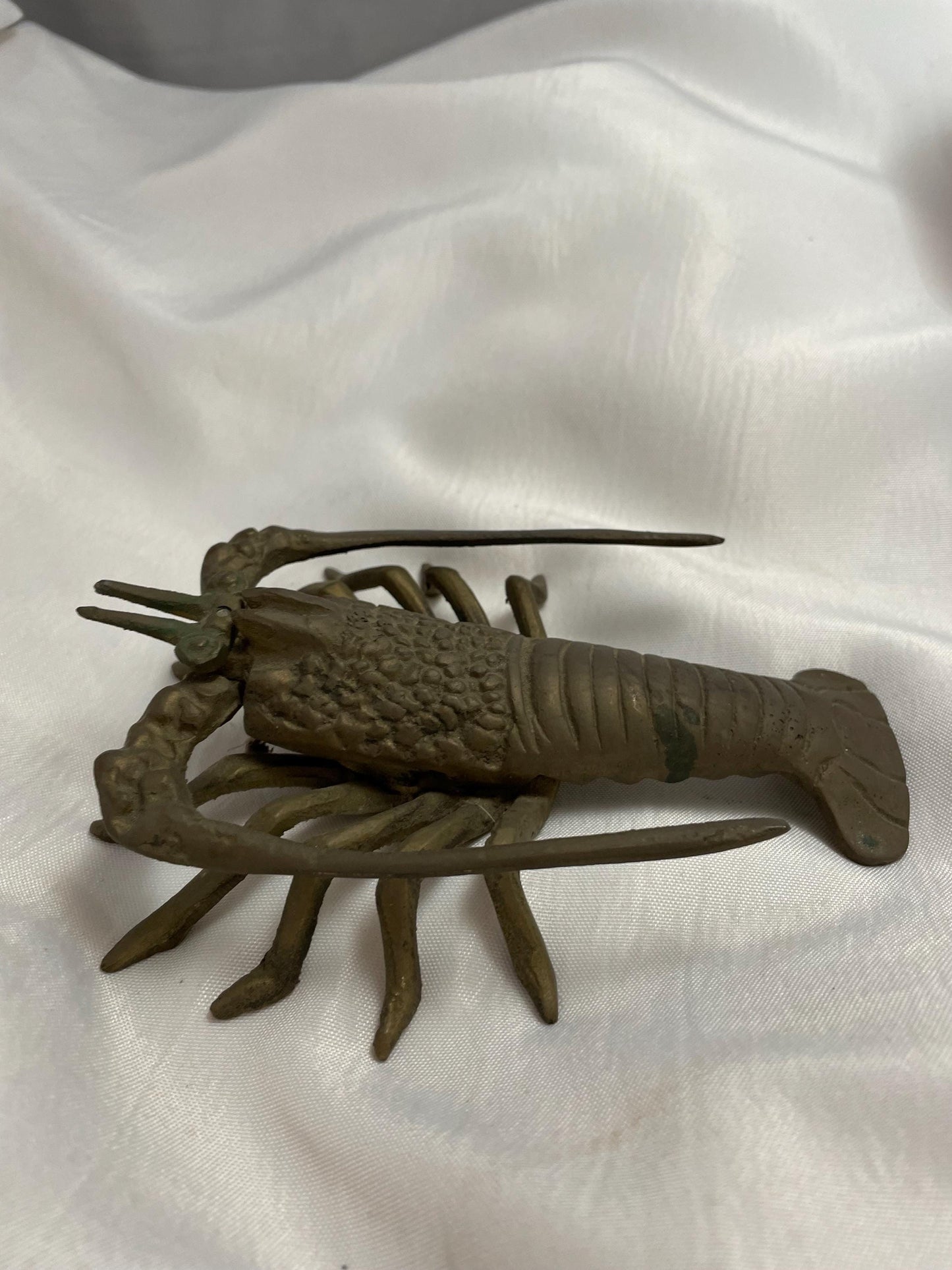 Vintage Mid Century Brass Lobster, crayfish Crustacean Prawn Figurine.