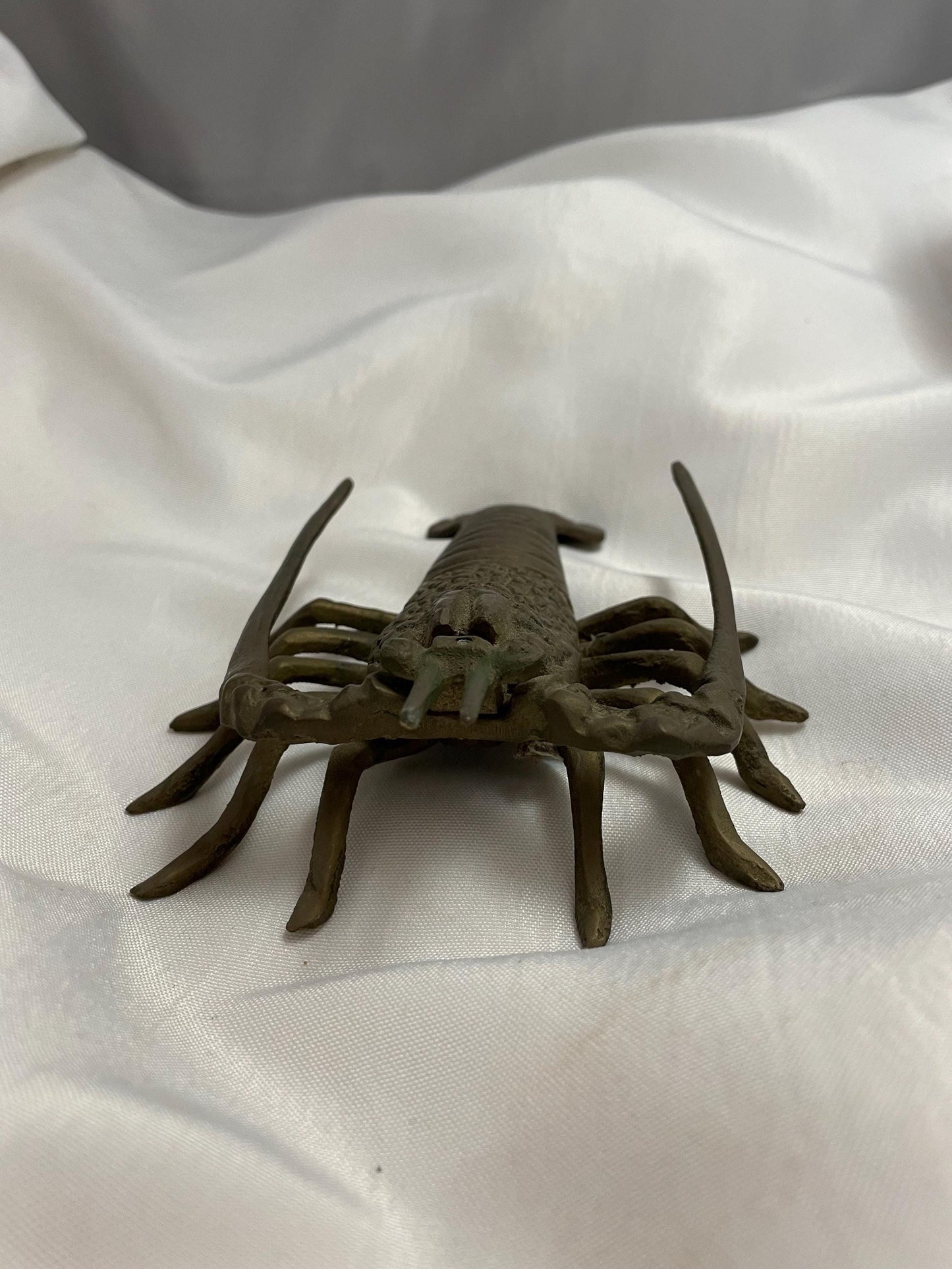 Vintage Mid Century Brass Lobster, crayfish Crustacean Prawn Figurine.