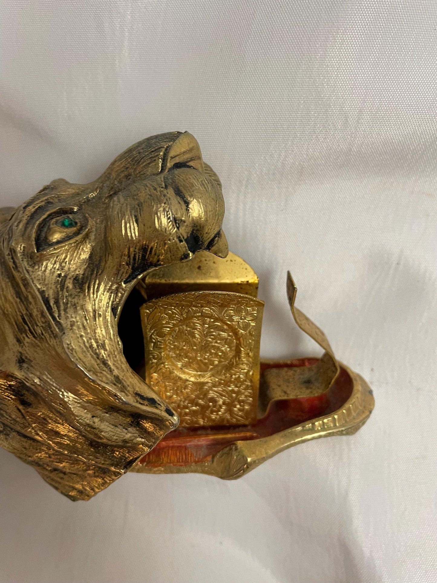 Ted Arnold Rare 1960’s Tiger head Lighter display Figurine. Brass.