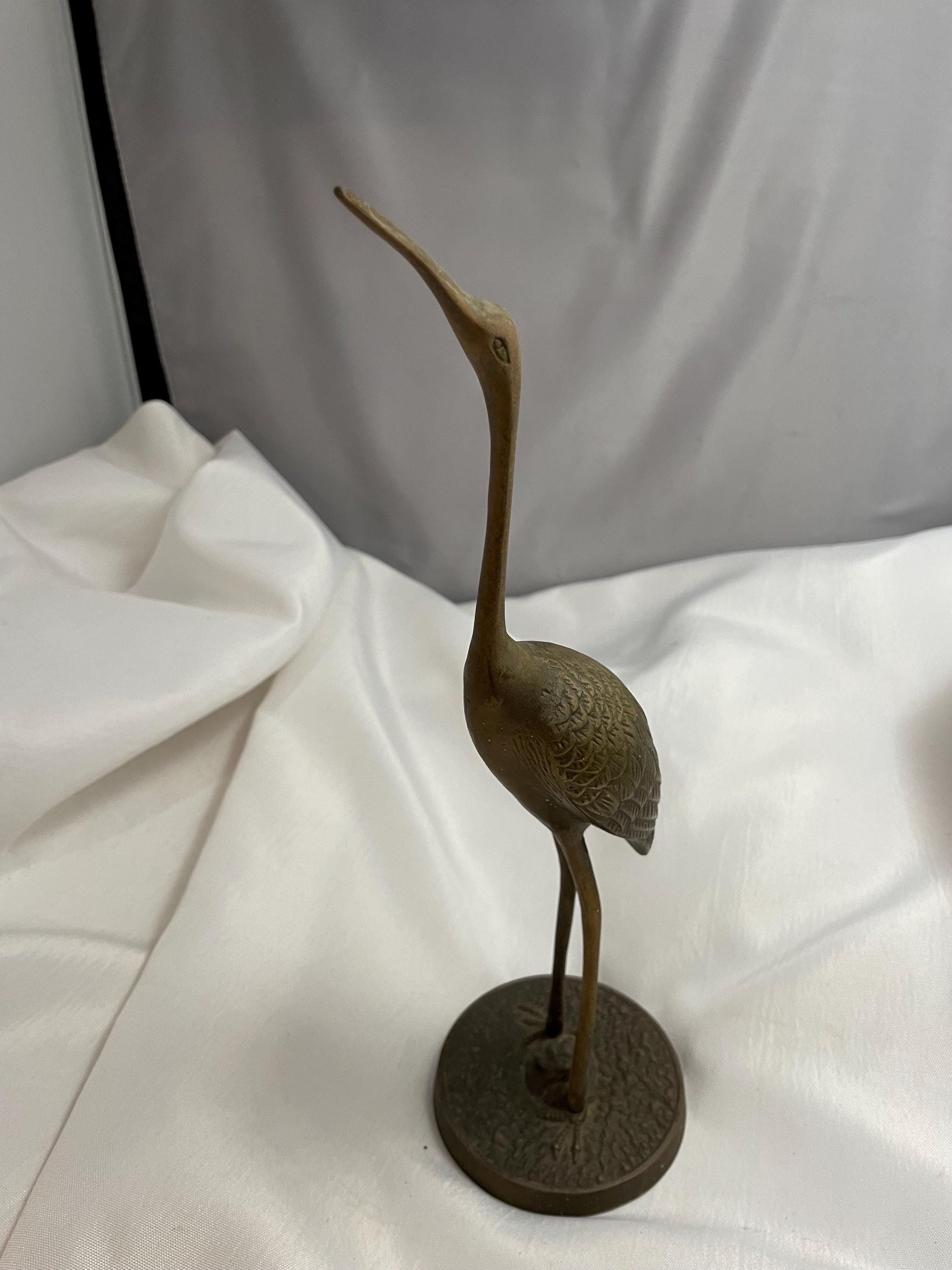 Vintage Brass Heron Crane bird Figurine.