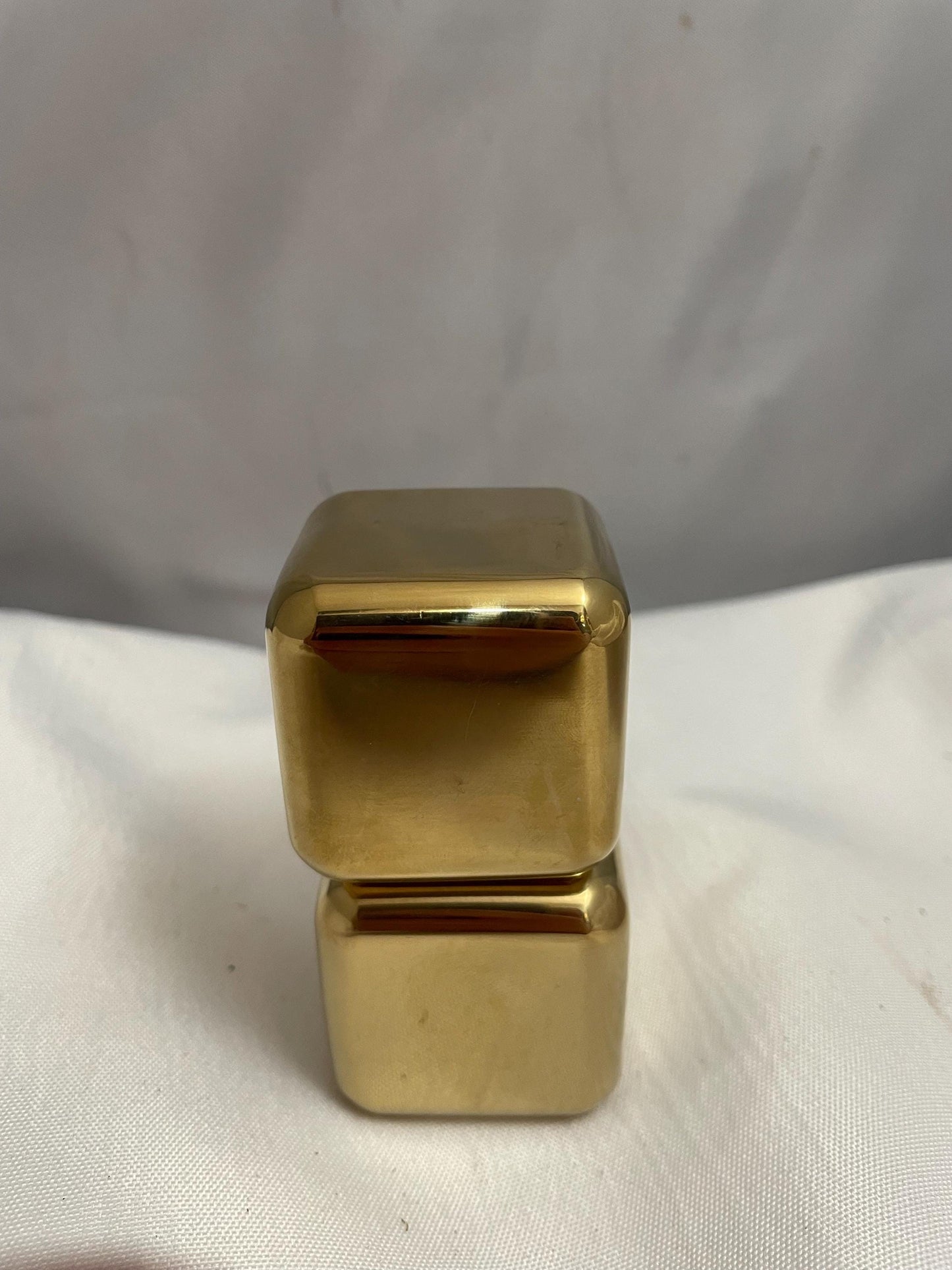 Williams Sonoma set of 2 Gold plated Metal Wiskey cubes.