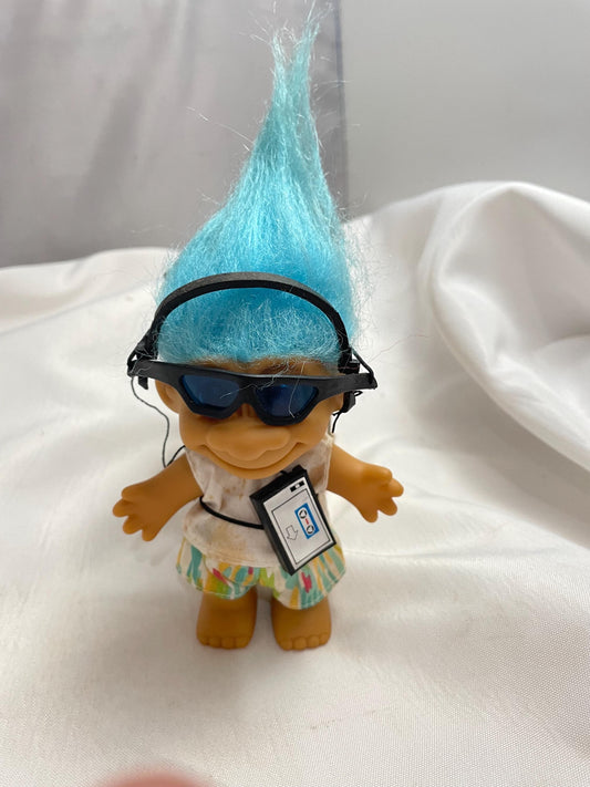 who doesn’t Love a Troll! 1980’s Boho Troll Doll w/ Walkman, headphones and Sunglasses. 5”.