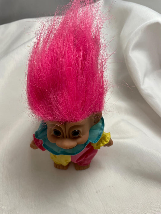 Russ Troll Clown w/Clown outfit and pink hair. 41/2”.