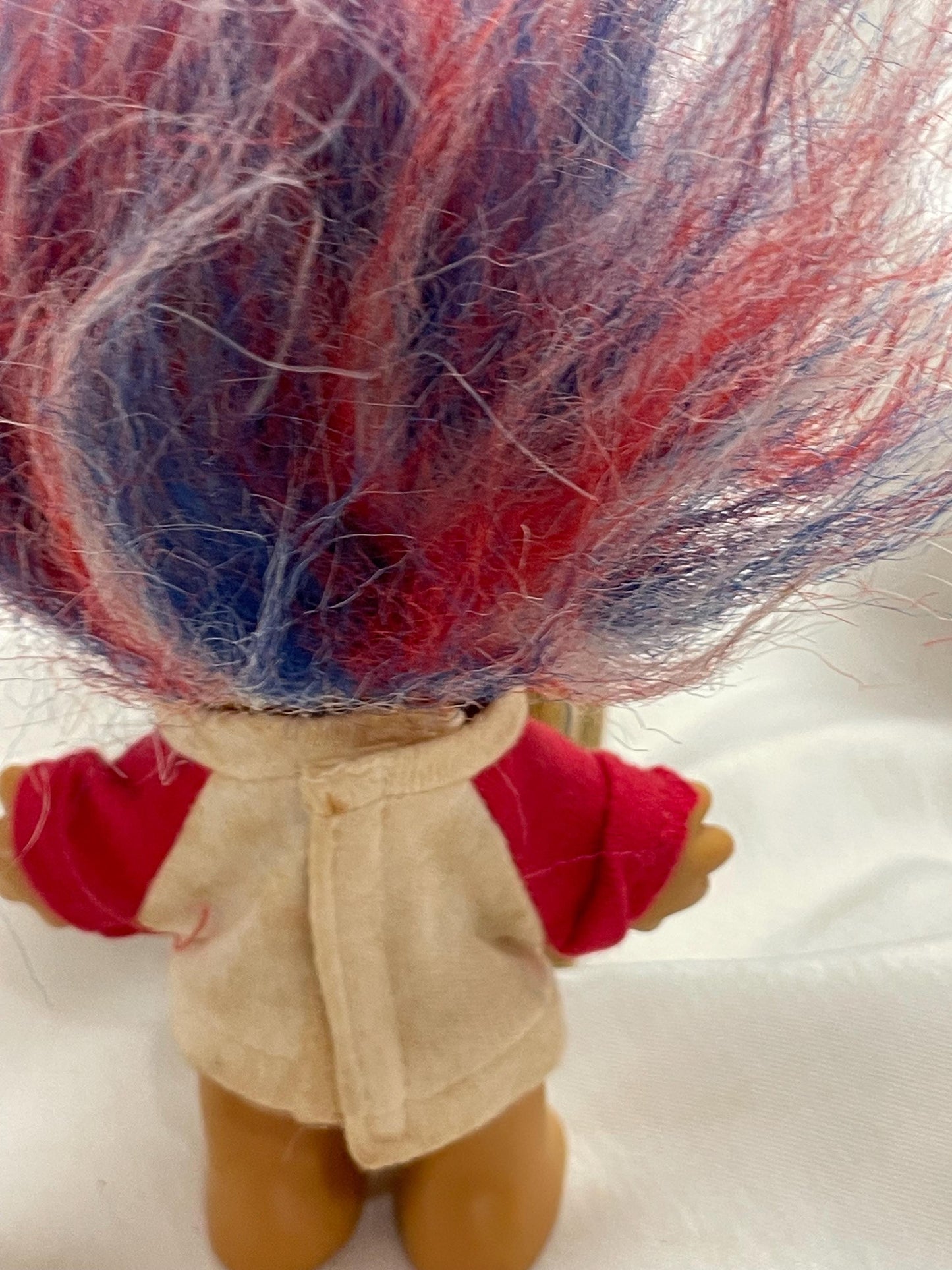 Vintage 1980’s Russ Troll For President doll. shirt is removable and washable. 41/2”. Red/ White and Blue hair.