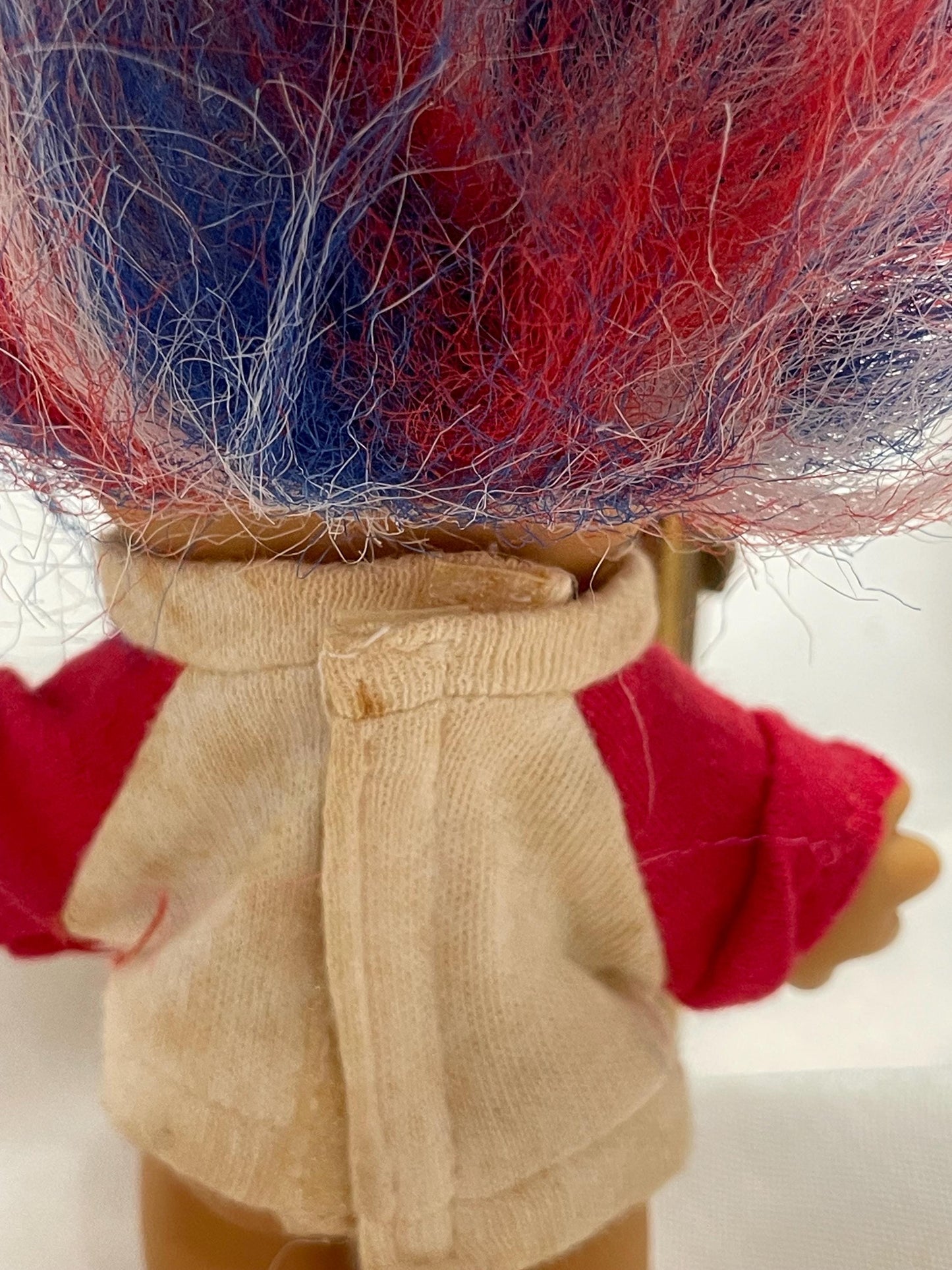 Vintage 1980’s Russ Troll For President doll. shirt is removable and washable. 41/2”. Red/ White and Blue hair.