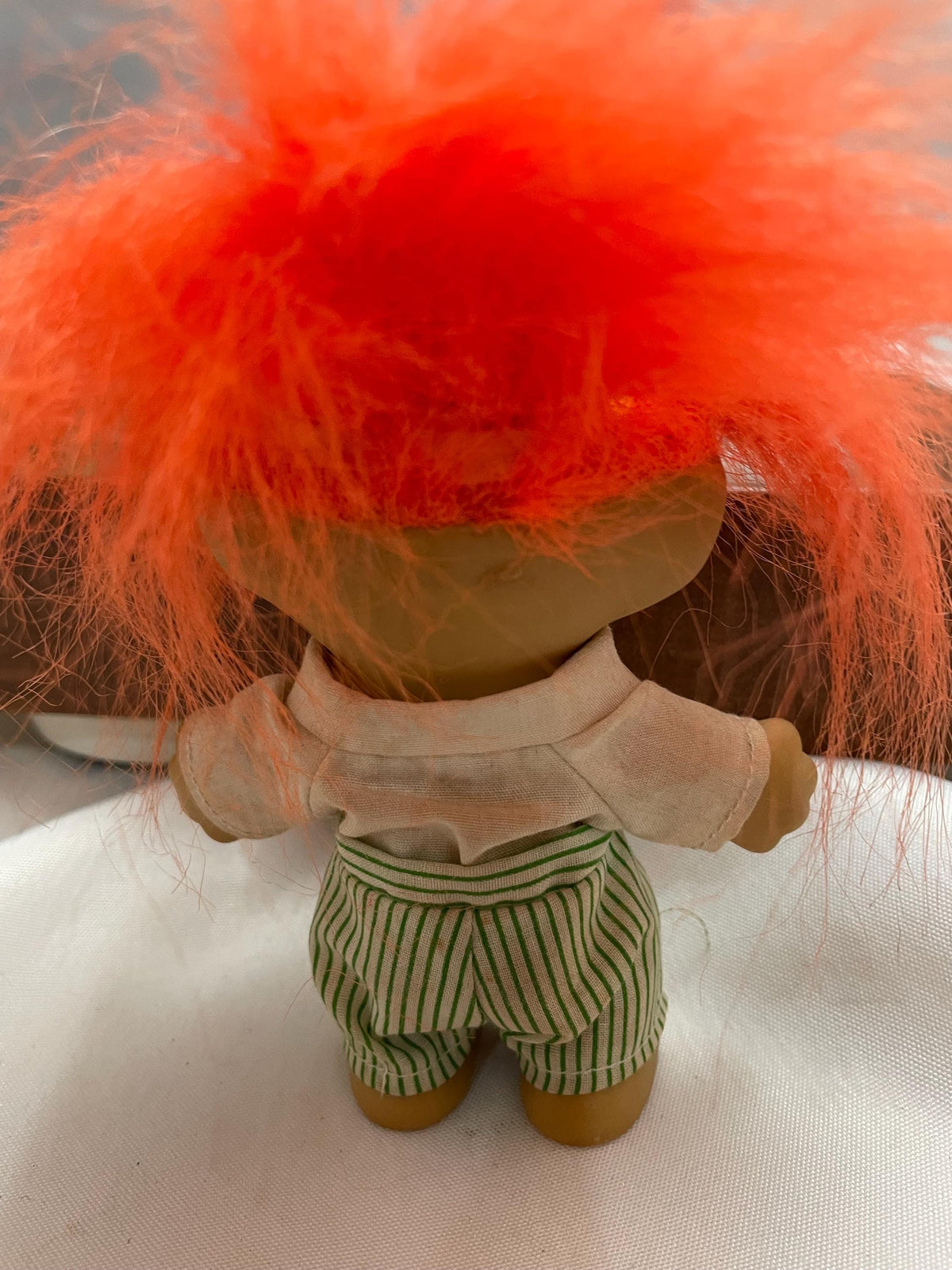 Vintage Russ Troll Golfer Doll w/ Visor hat. Orange hair 4 1/2”.