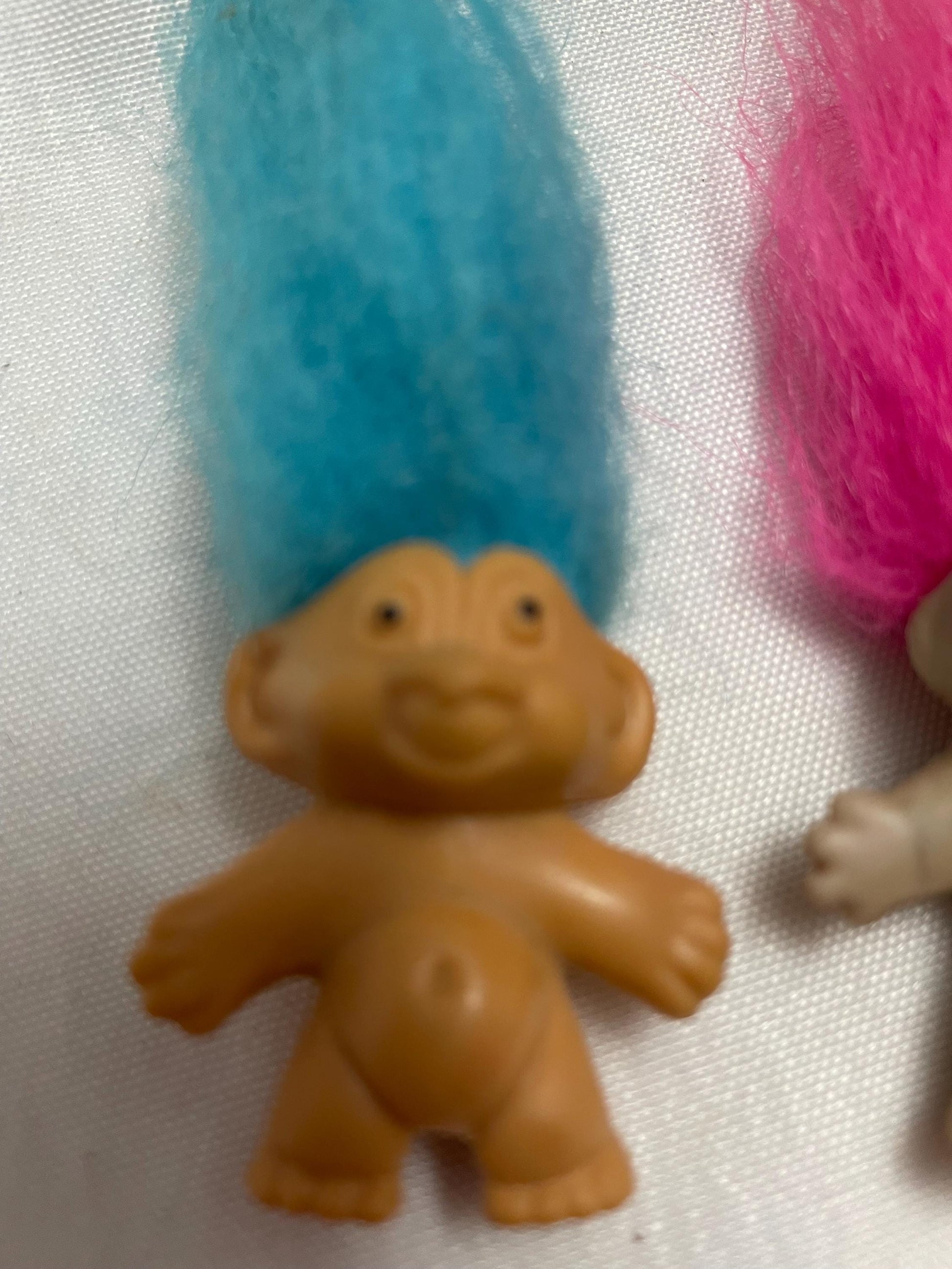 Vintage Thomas Dam Troll Pink/Blue haired Pencil toppers. set of 2. 1 1/2”.