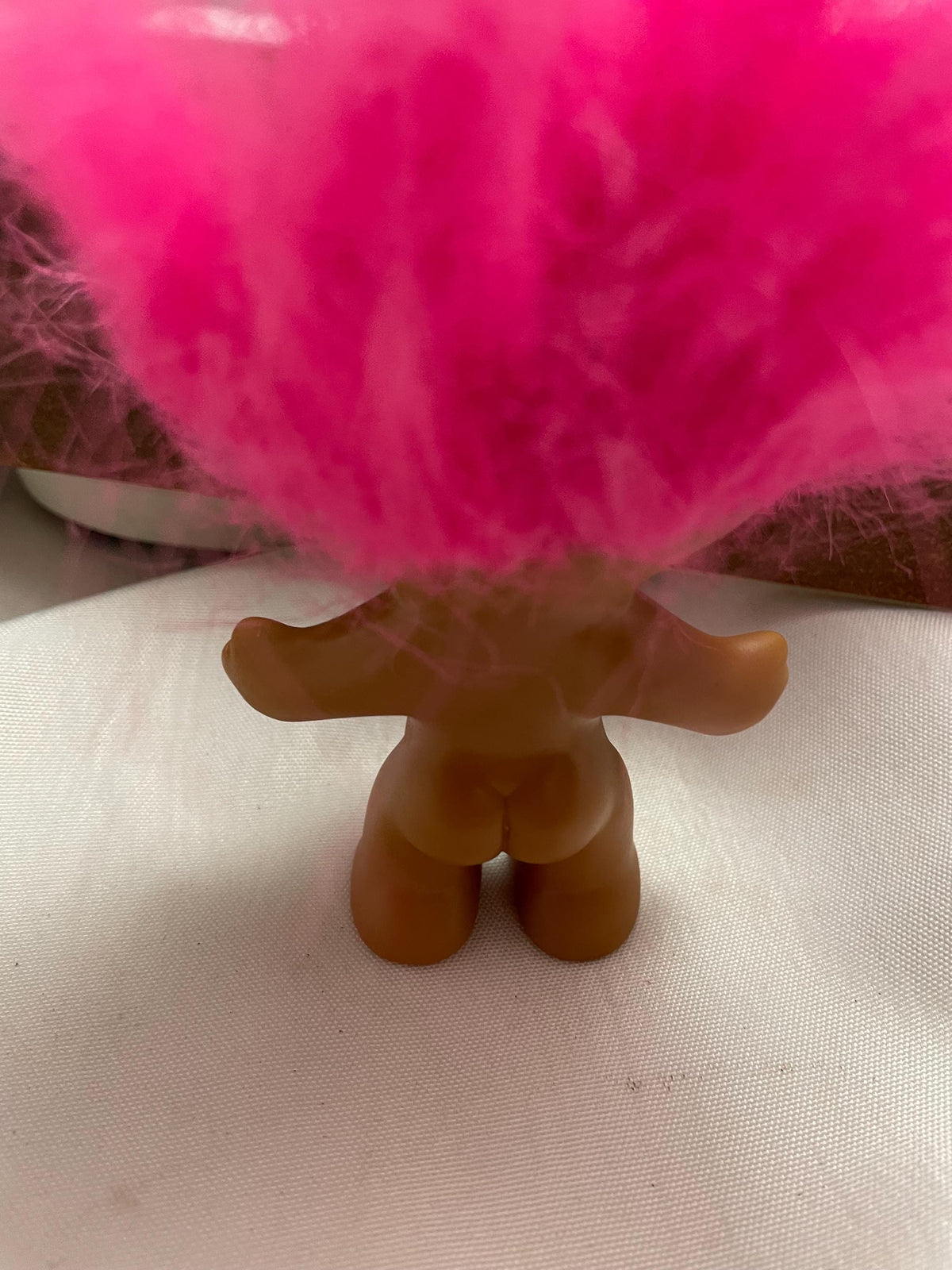 Vintage Russ Pink hair Troll doll. 3 1/2 “.