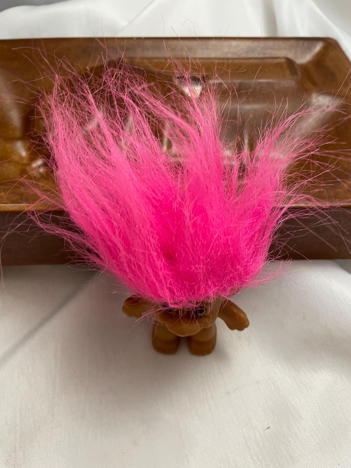 Vintage Russ Pink hair Troll doll. 3 1/2 “.