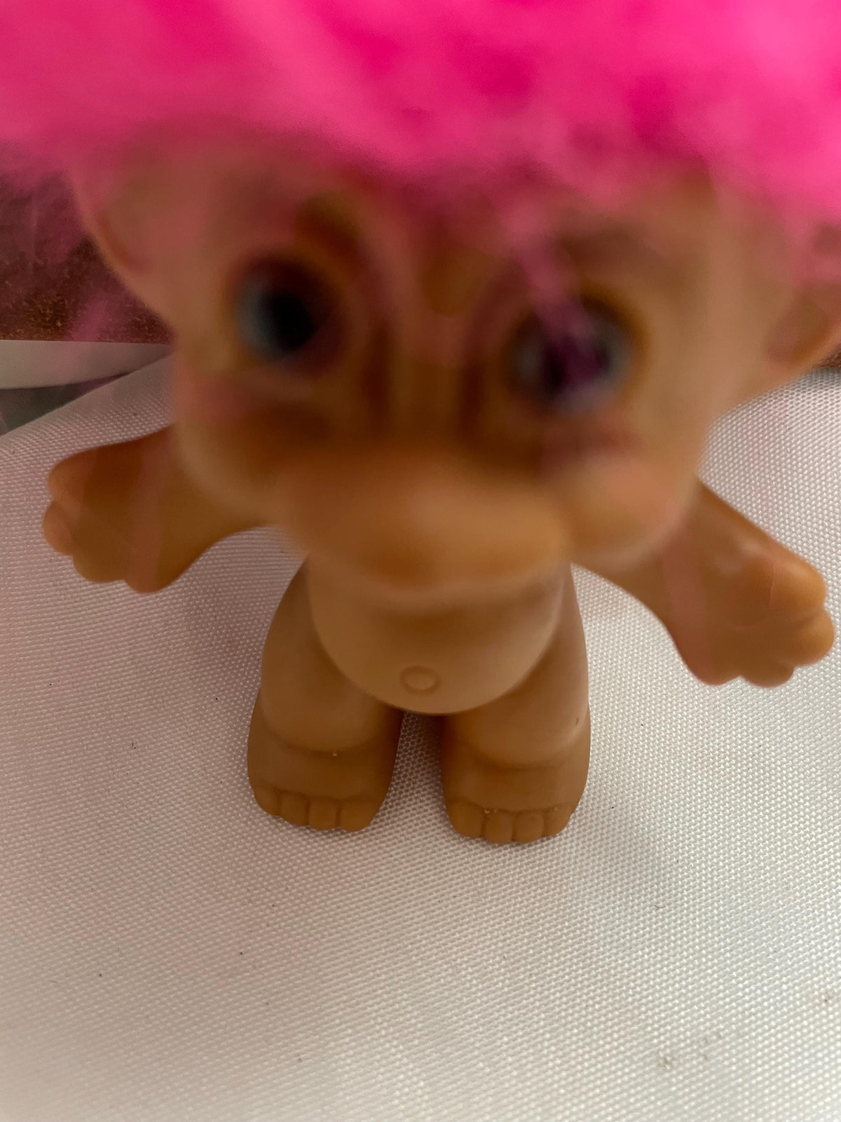 Vintage Russ Pink hair Troll doll. 3 1/2 “.