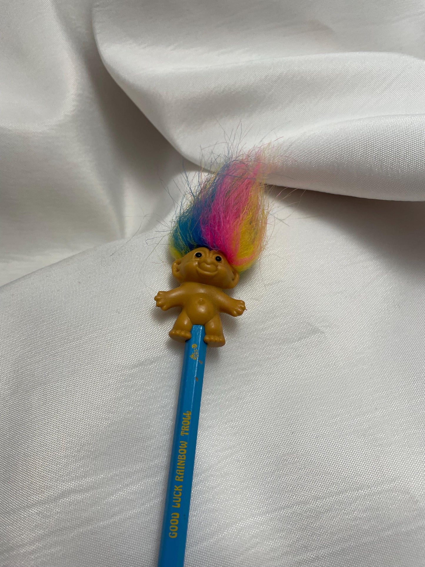 Vintage Russ Good luck Rainbow Troll Pencil with Topper.