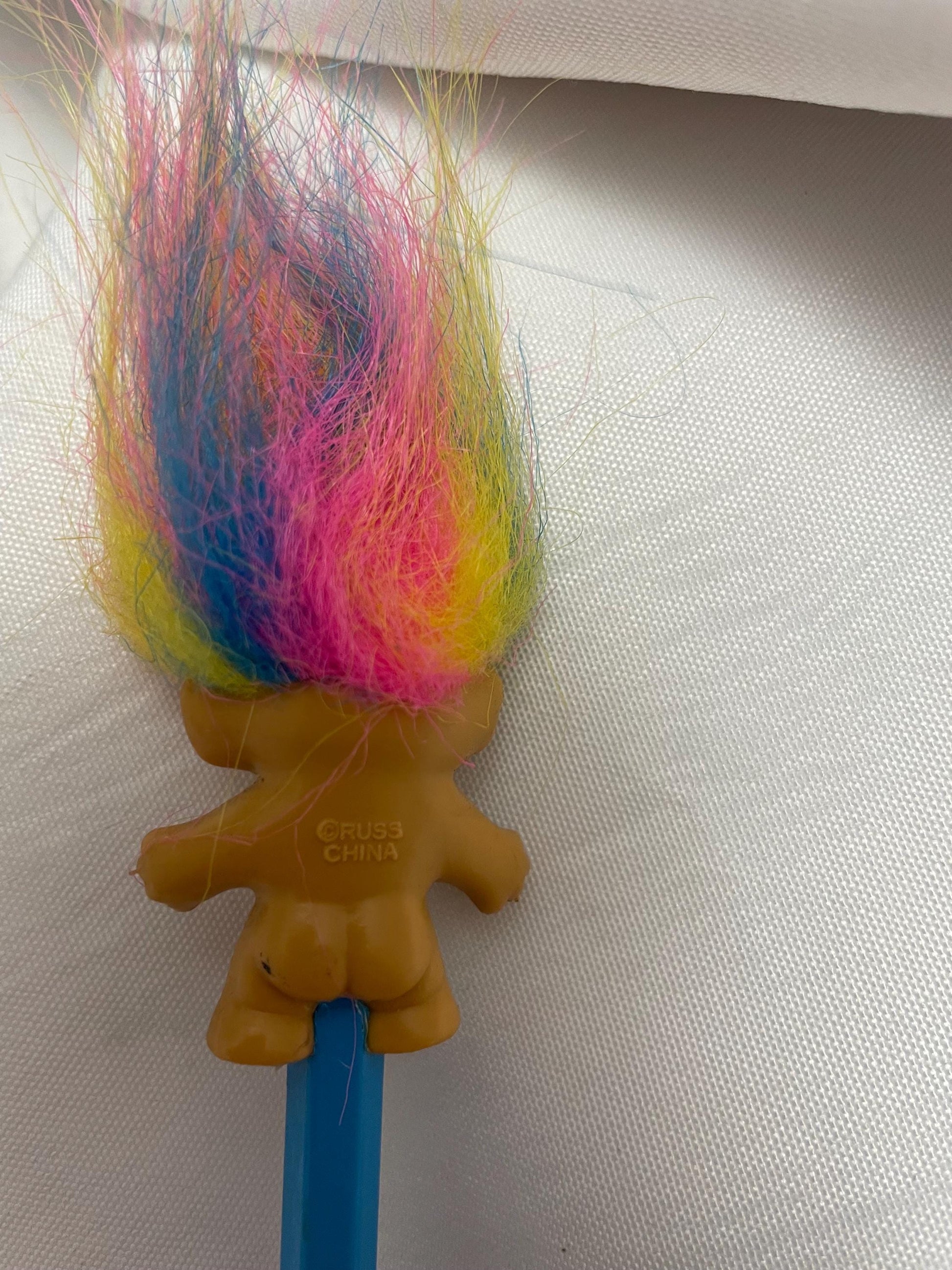 Vintage Russ Good luck Rainbow Troll Pencil with Topper.