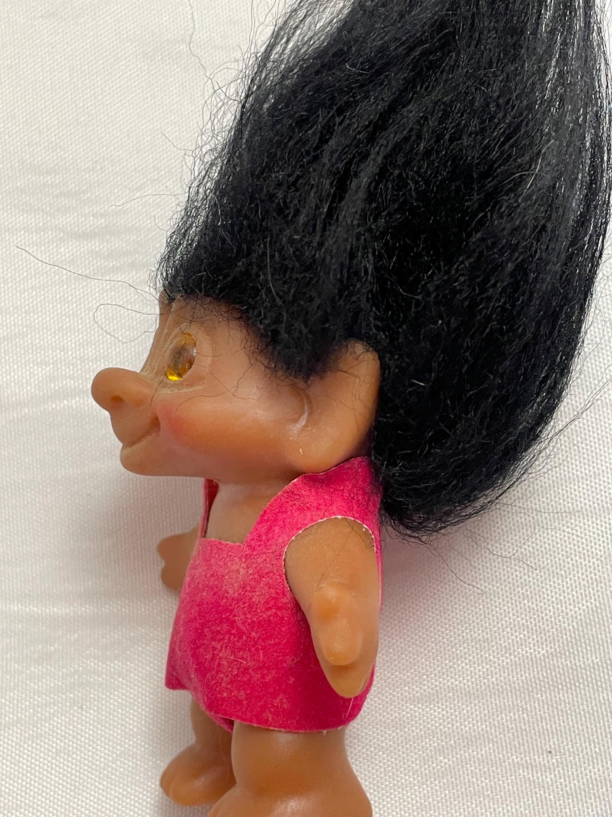 Thomas Dam Black hair Troll Doll. 3”