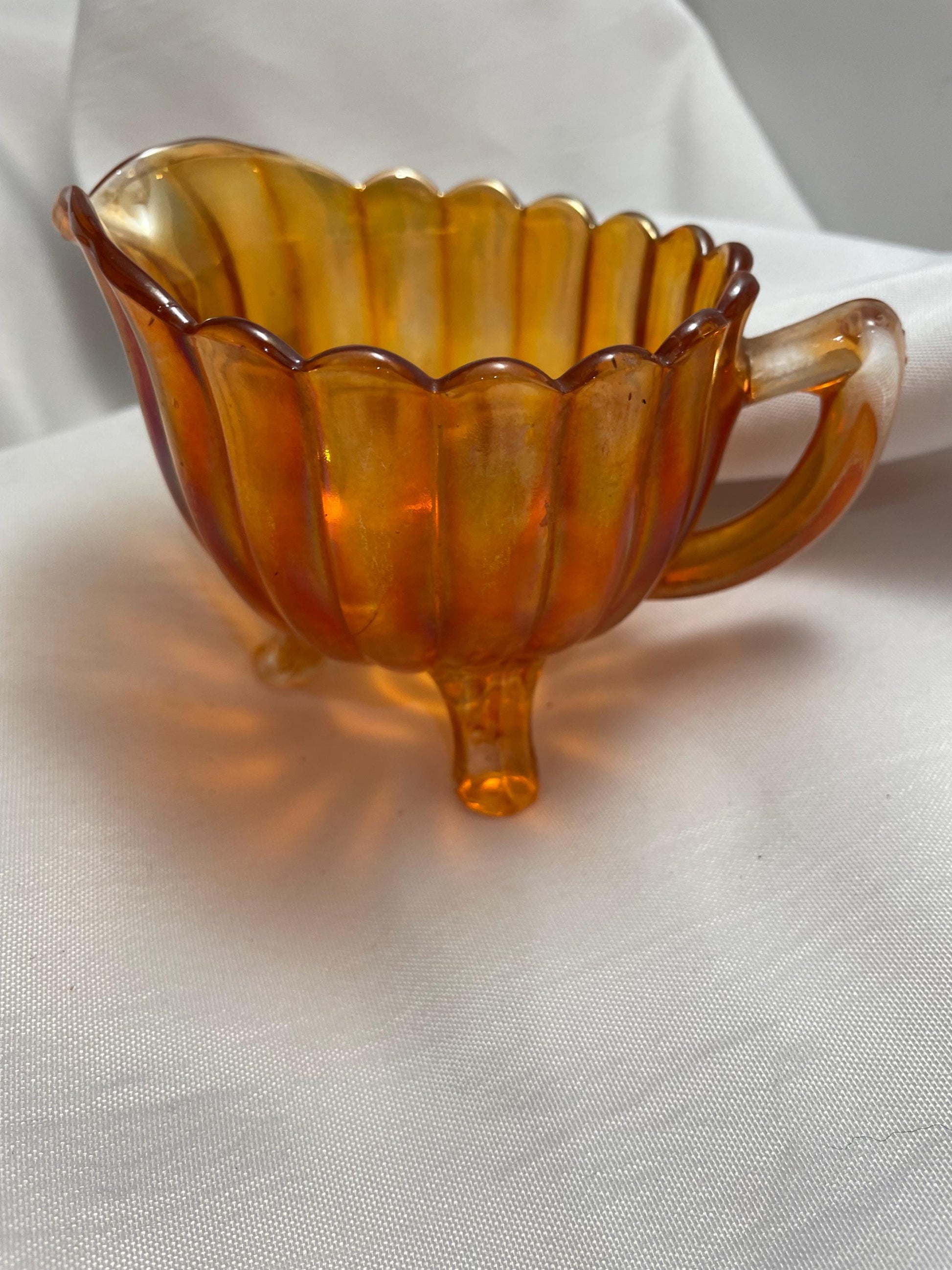 Vintage Marigold Carnival Glass Mini Pitcher/ Creamer.