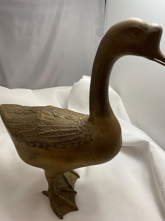 Large Brass Duck Figurine statue. 13” tall.