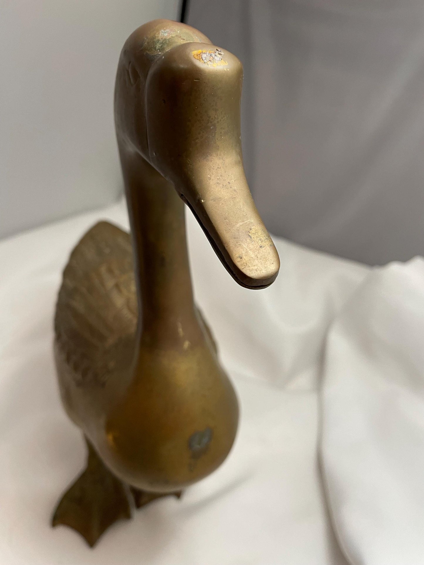 Large Brass Duck Figurine statue. 13” tall.