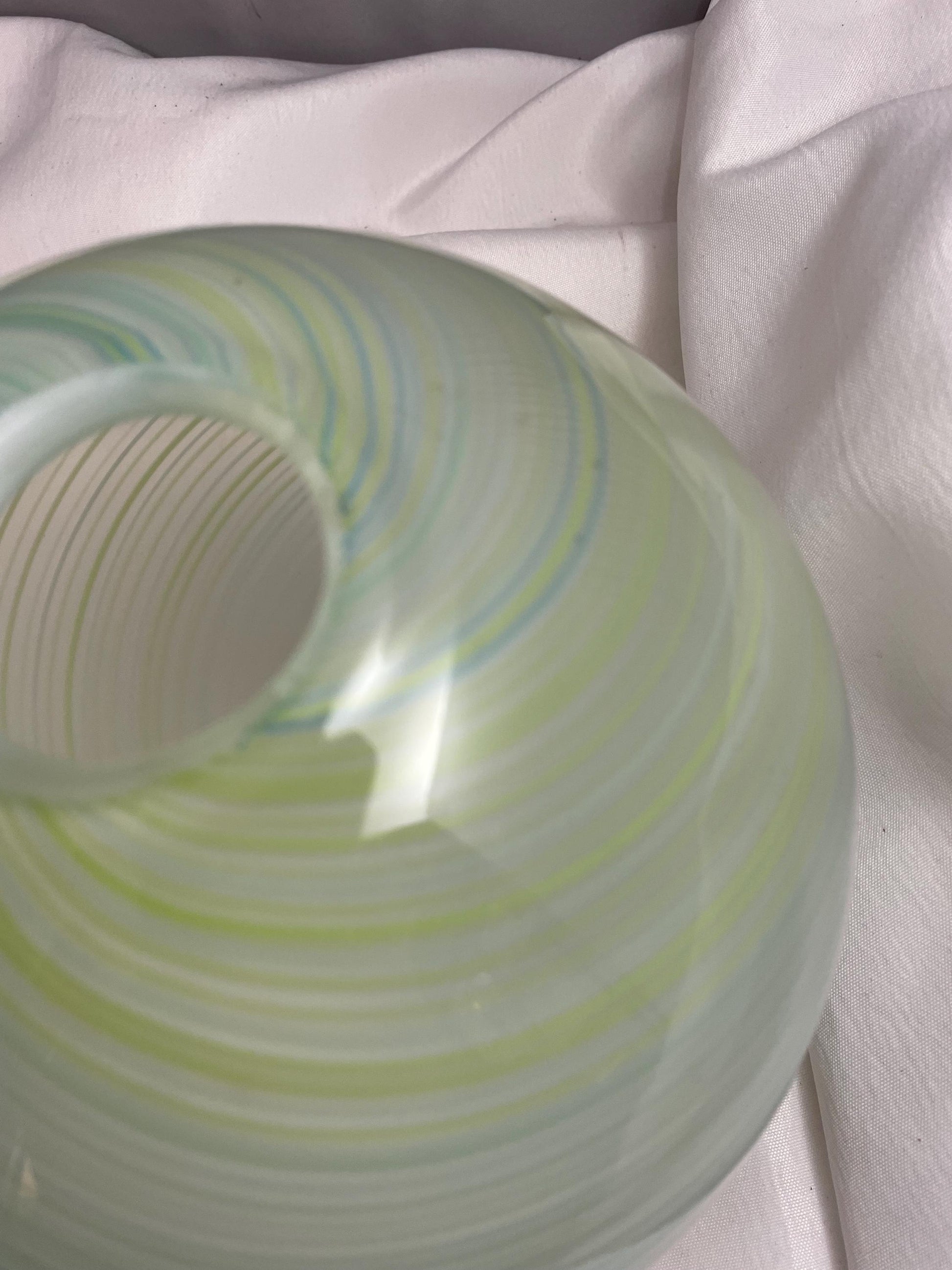 Italian art glass swirl ball rosebud vase