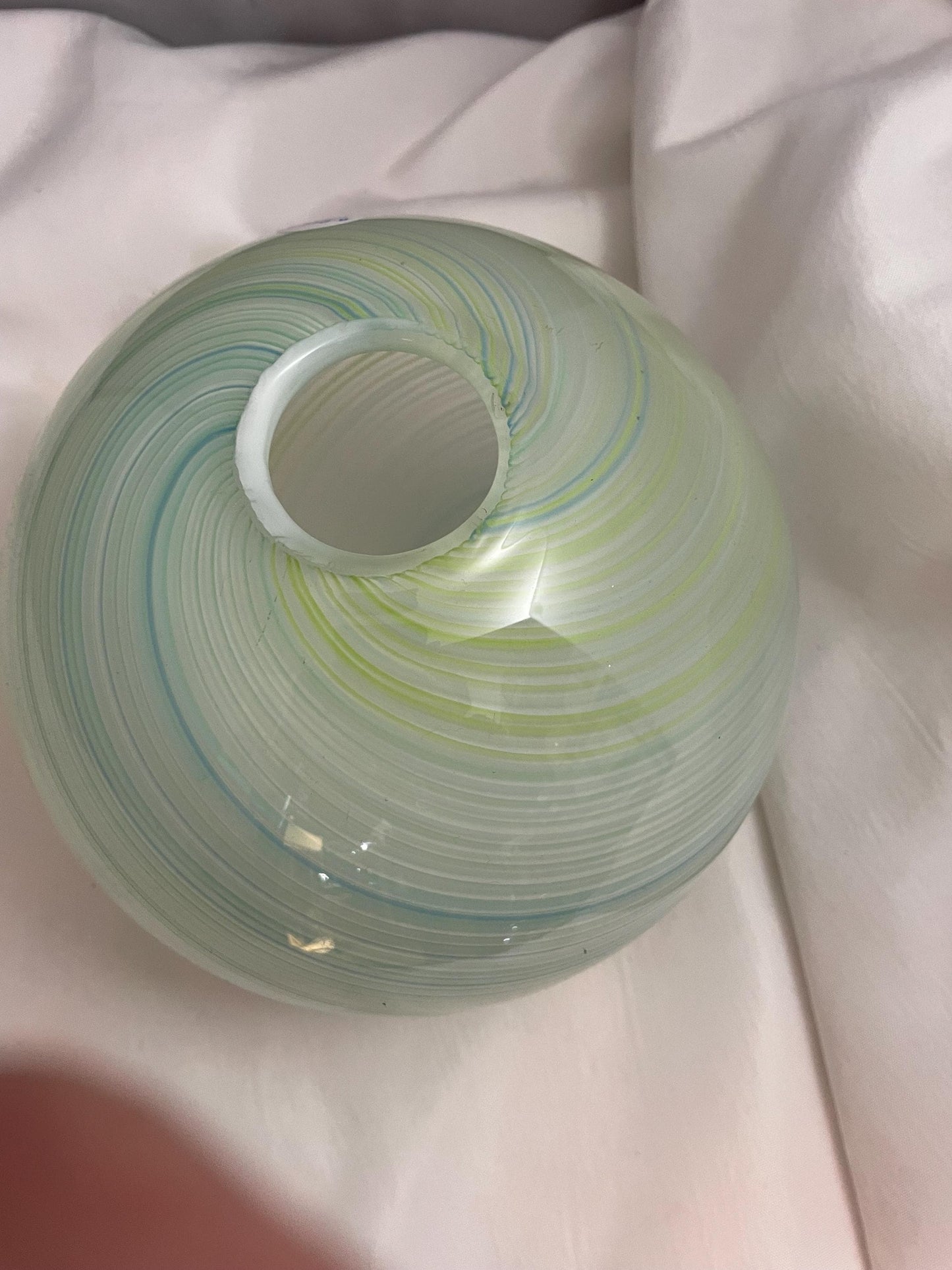 Italian art glass swirl ball rosebud vase