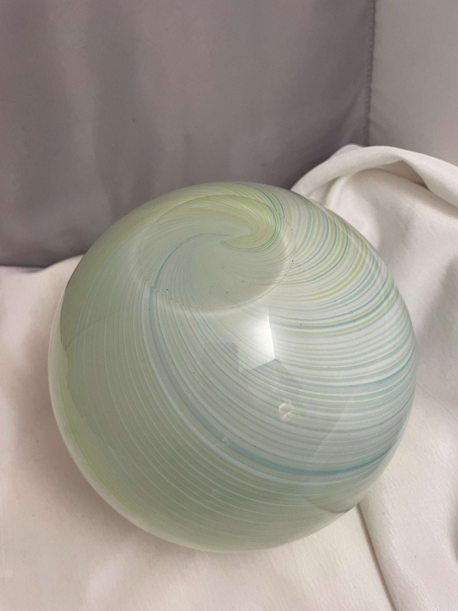 Italian art glass swirl ball rosebud vase