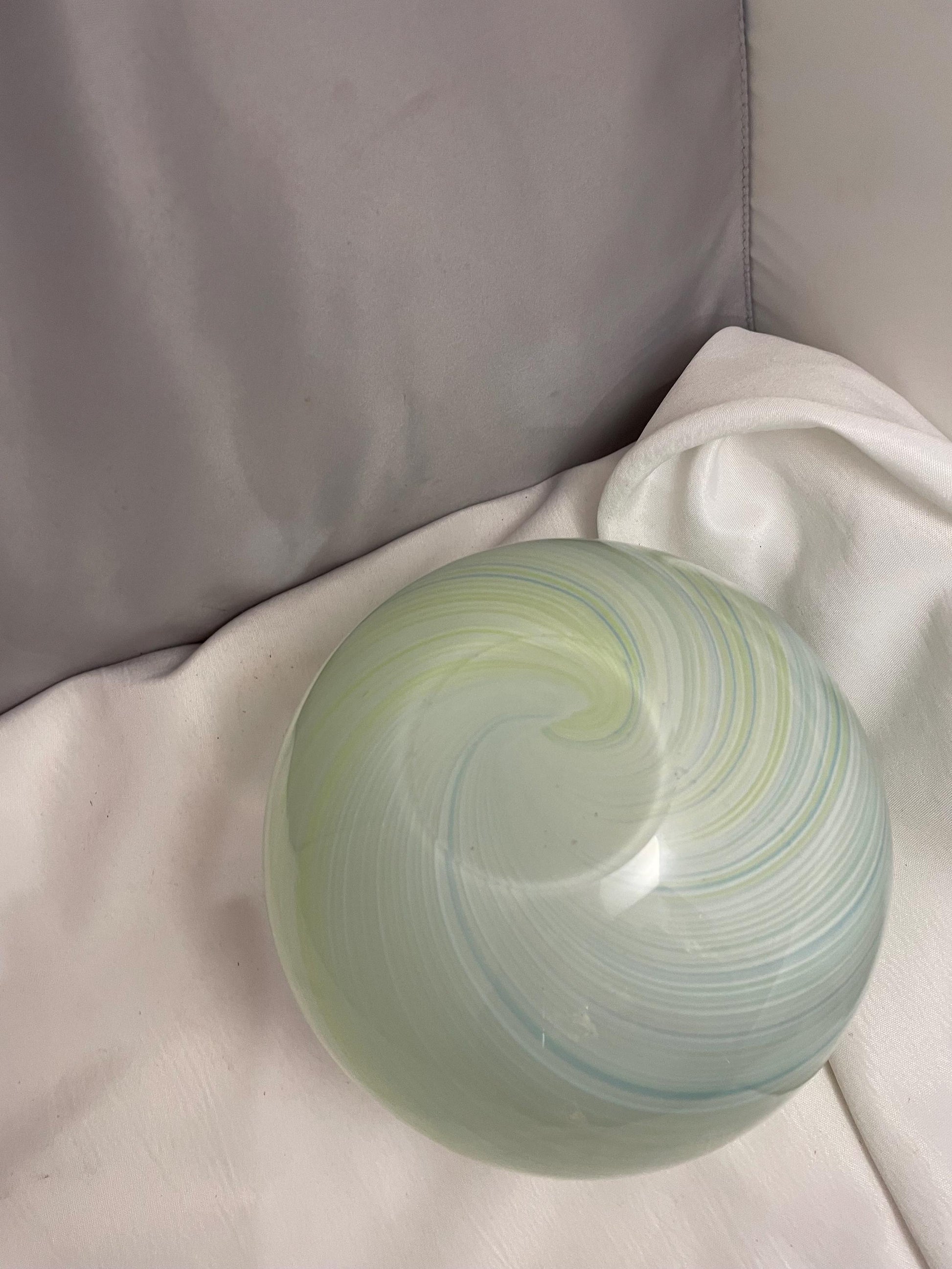 Italian art glass swirl ball rosebud vase