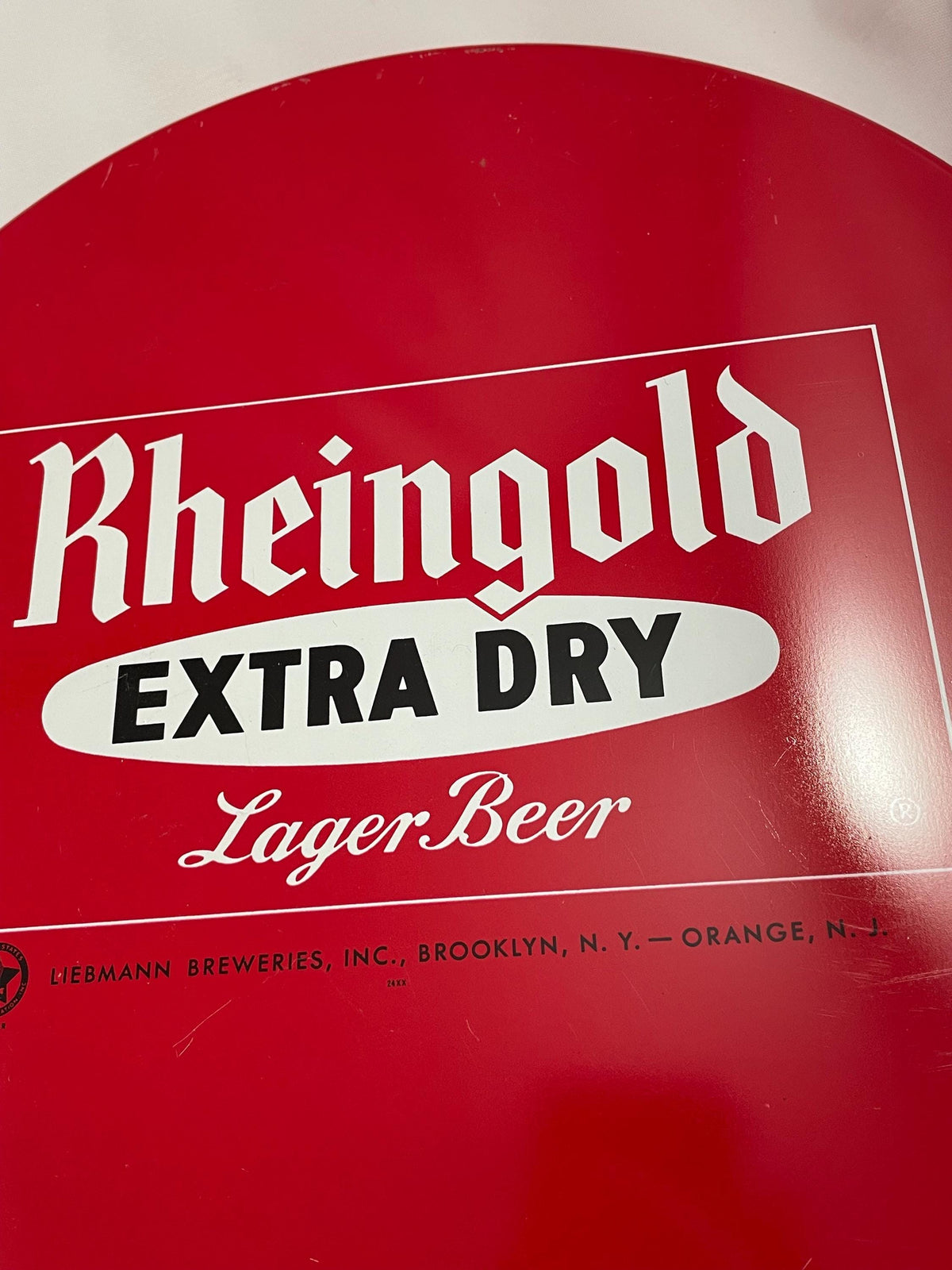 Vintage Rheingold beer serving tray large metal.