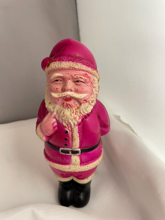 Vintage Plastic Santa Decor. has a crack.