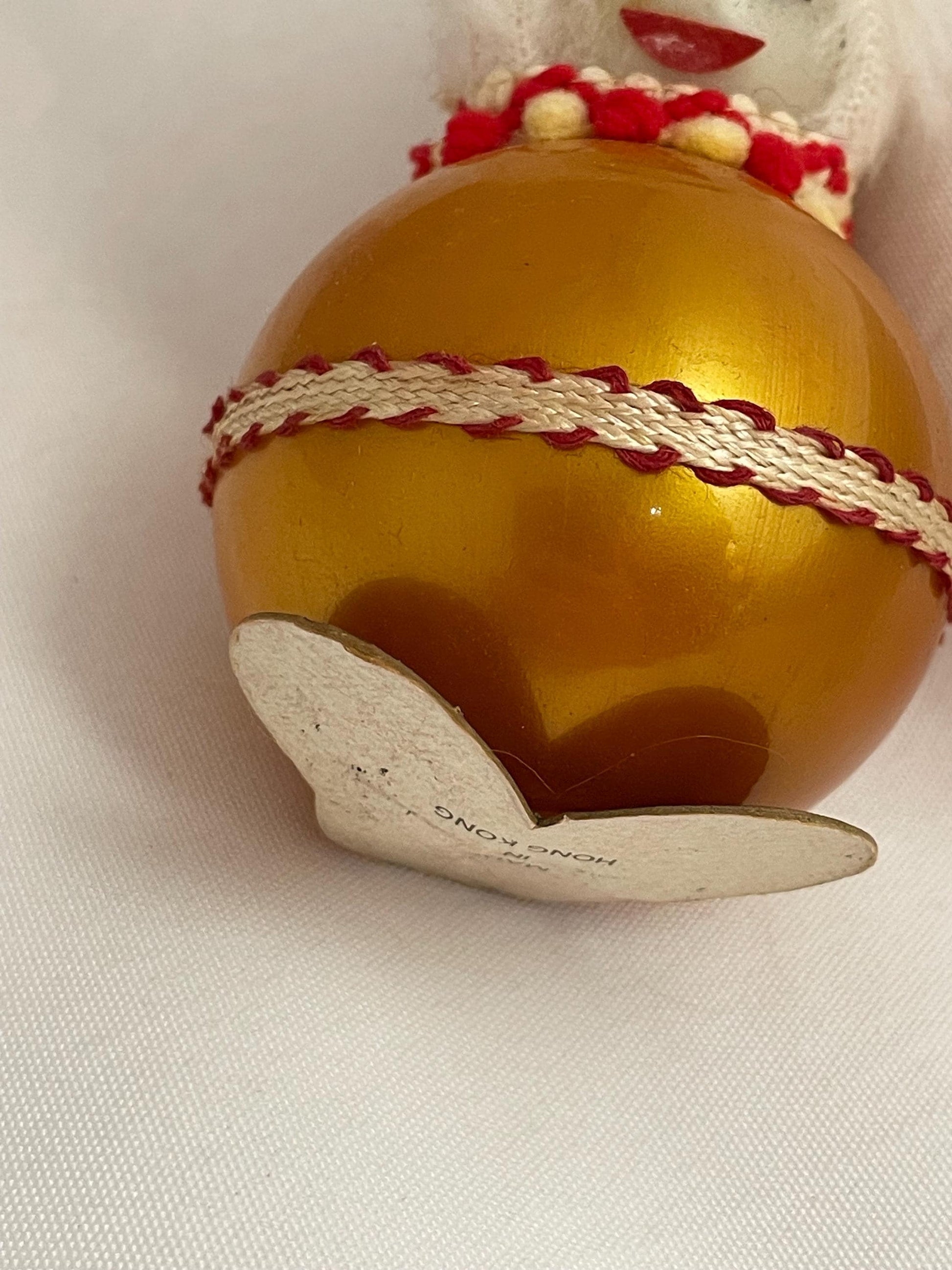 Vintage Christmas ornament Yellow ball snowman 3.5” Handmade.