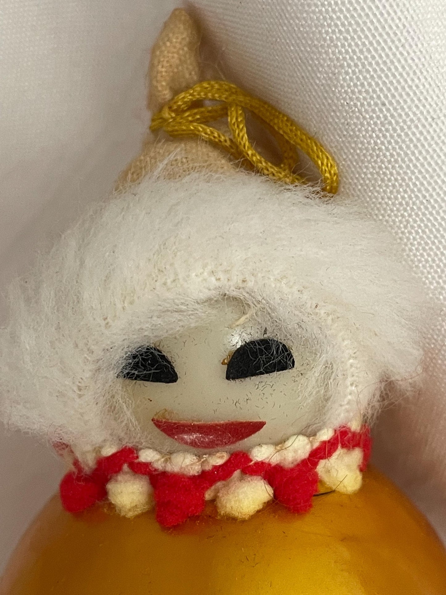 Vintage Christmas ornament Yellow ball snowman 3.5” Handmade.