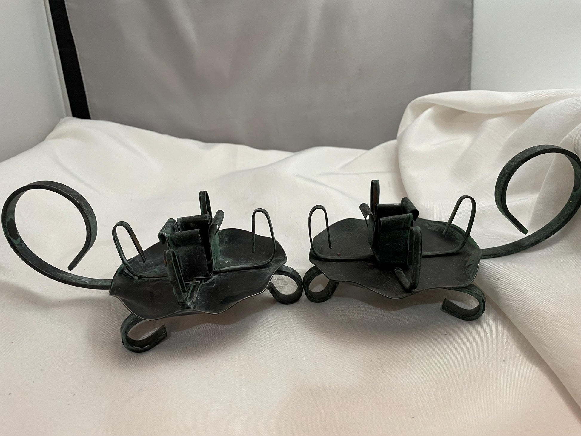 Set of 2 Vintage metal candle holders. Gothic/Medievil/ Spanish style.
